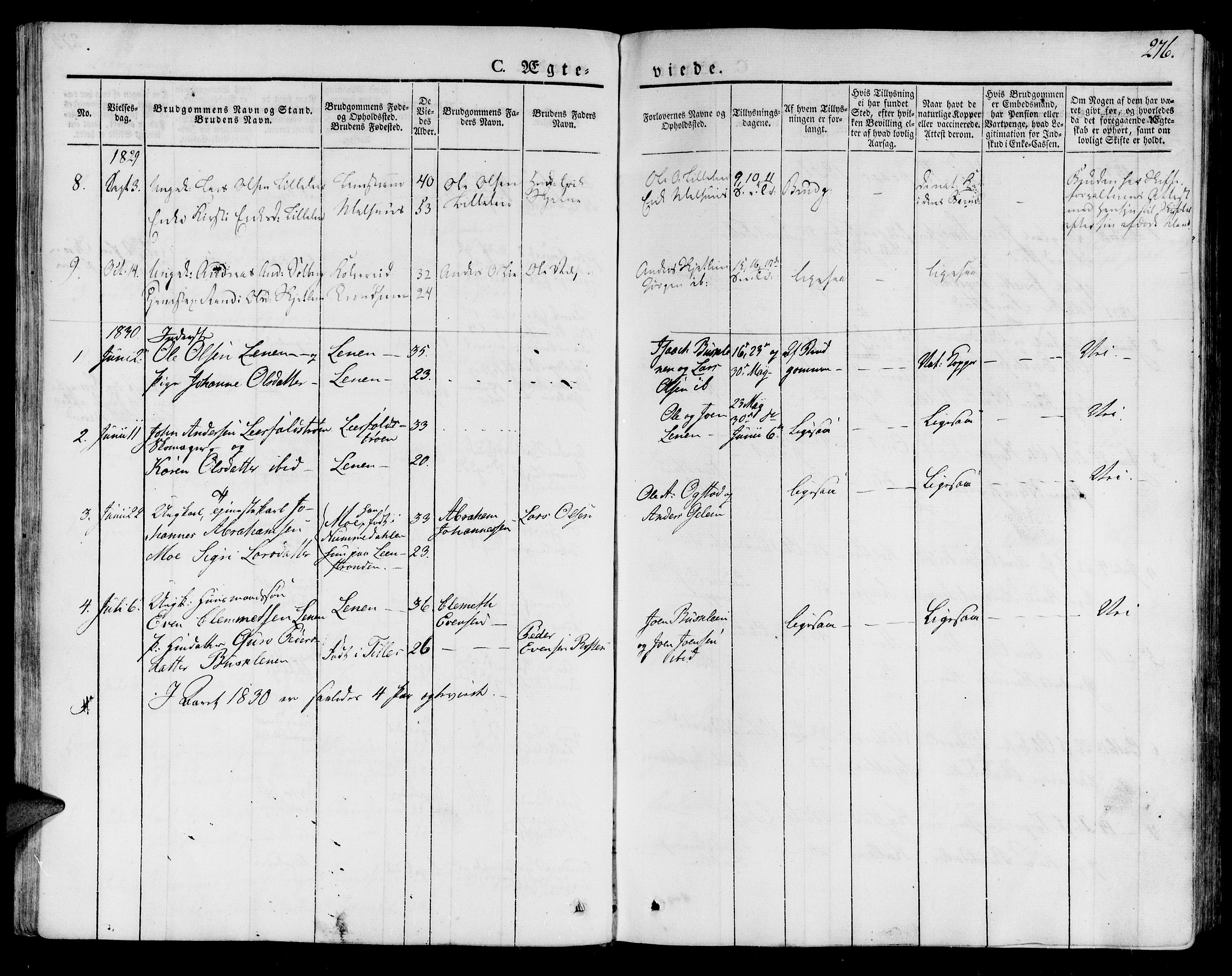 Ministerialprotokoller, klokkerbøker og fødselsregistre - Sør-Trøndelag, SAT/A-1456/691/L1071: Parish register (official) no. 691A05 /2, 1826-1841, p. 276
