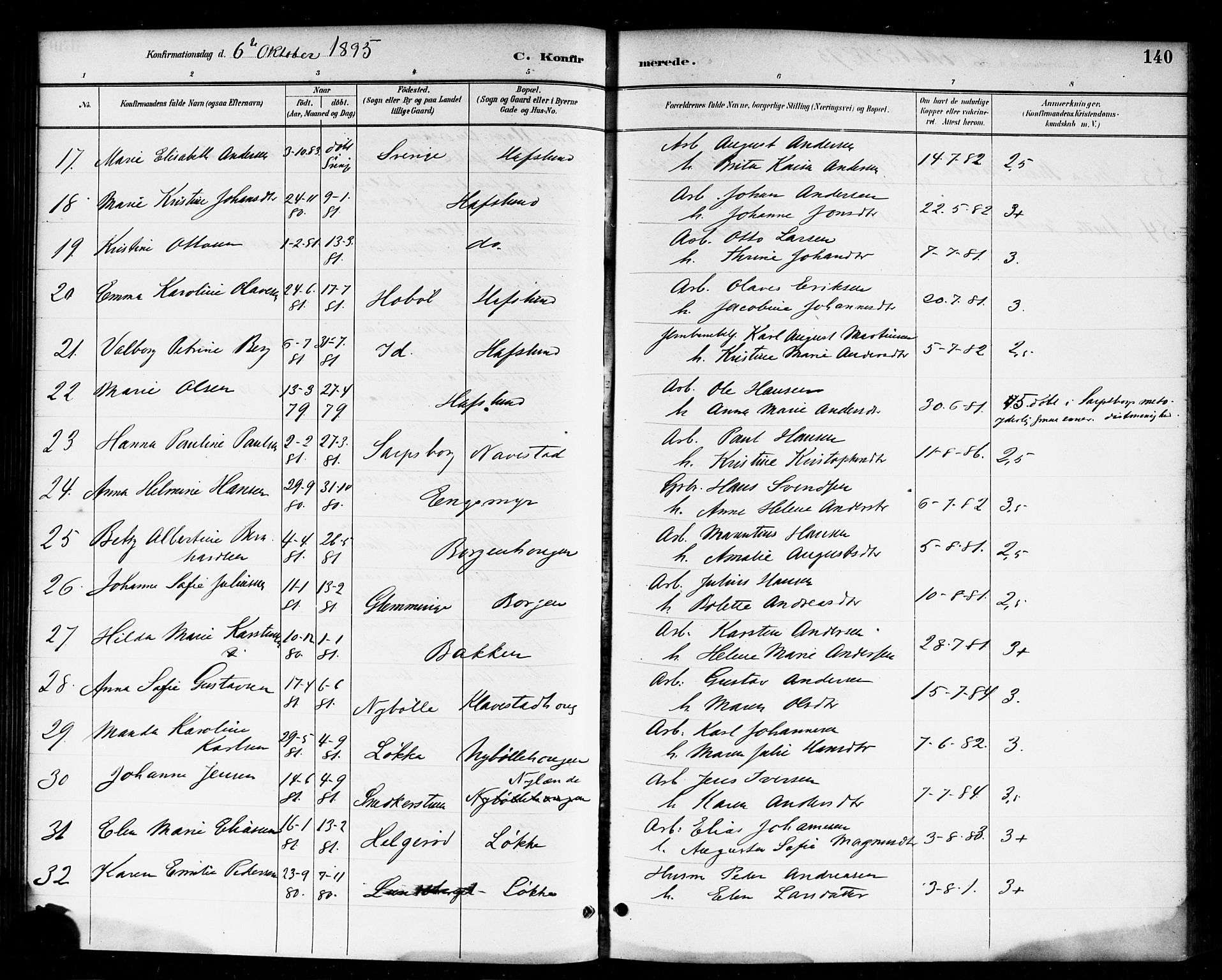 Skjeberg prestekontor Kirkebøker, SAO/A-10923/F/Fa/L0009: Parish register (official) no. I 9, 1886-1897, p. 140