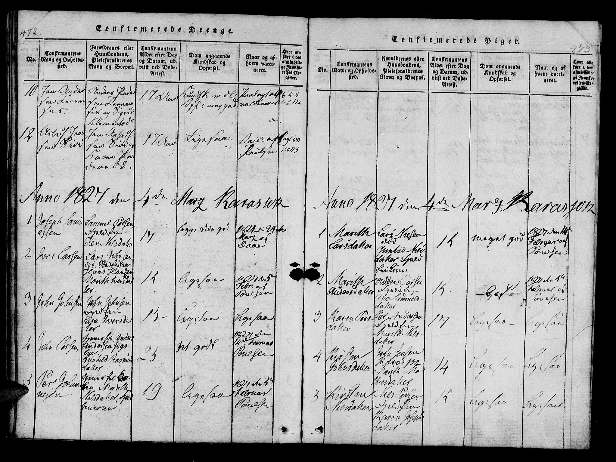 Kistrand/Porsanger sokneprestembete, AV/SATØ-S-1351/H/Ha/L0010.kirke: Parish register (official) no. 10, 1821-1842, p. 472-473