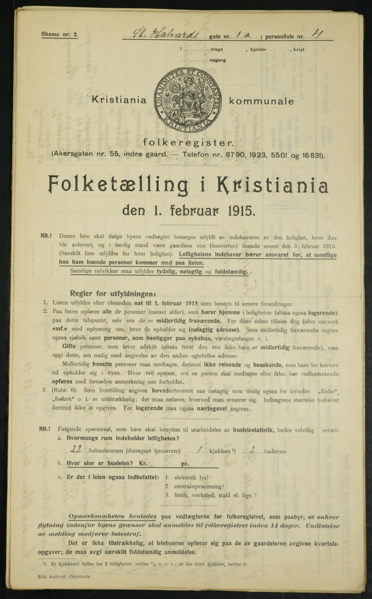 OBA, Municipal Census 1915 for Kristiania, 1915, p. 87049