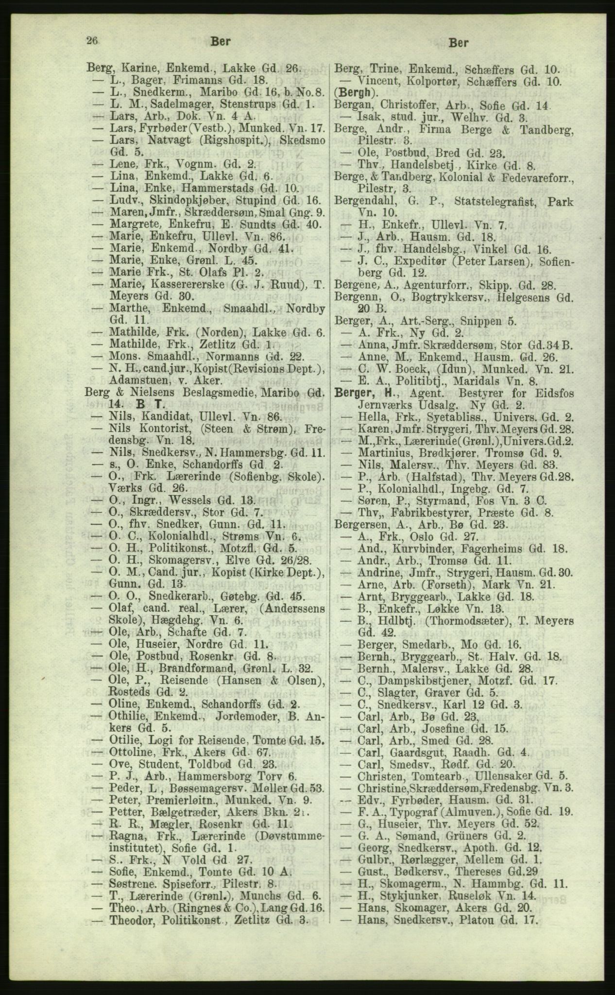 Kristiania/Oslo adressebok, PUBL/-, 1884, p. 26