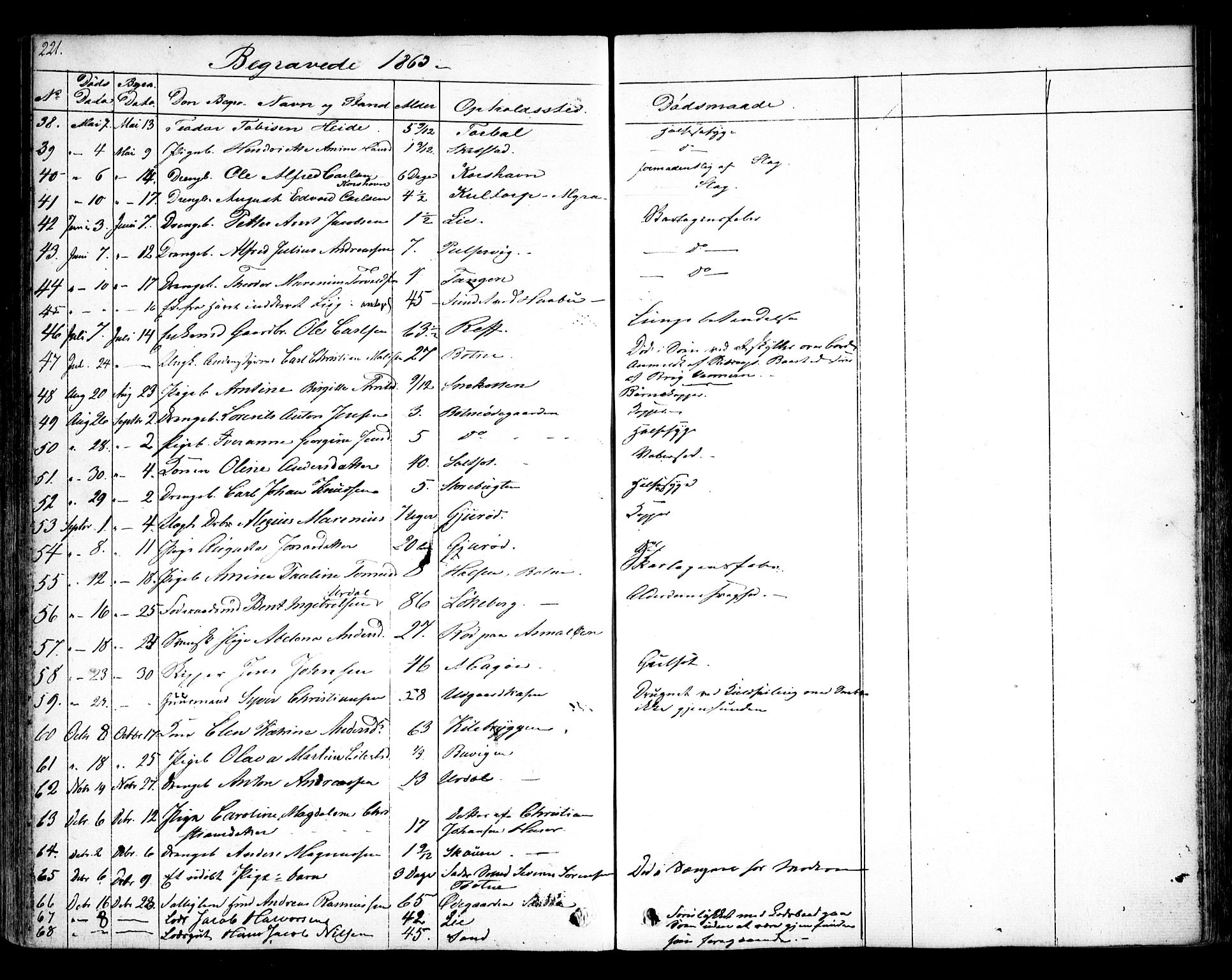 Hvaler prestekontor Kirkebøker, AV/SAO-A-2001/F/Fa/L0006: Parish register (official) no. I 6, 1846-1863, p. 221