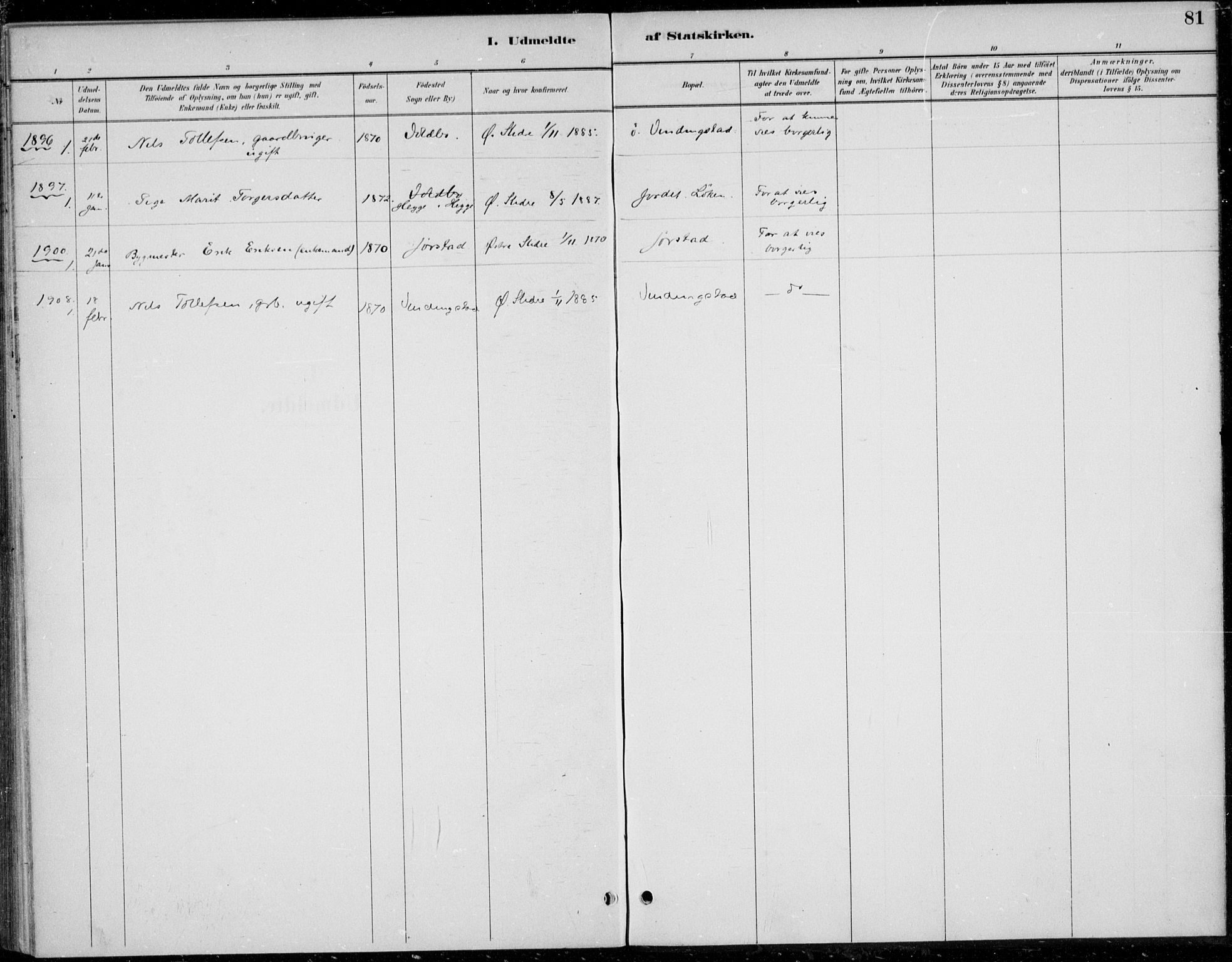 Øystre Slidre prestekontor, SAH/PREST-138/H/Ha/Haa/L0005: Parish register (official) no. 5, 1887-1916, p. 81