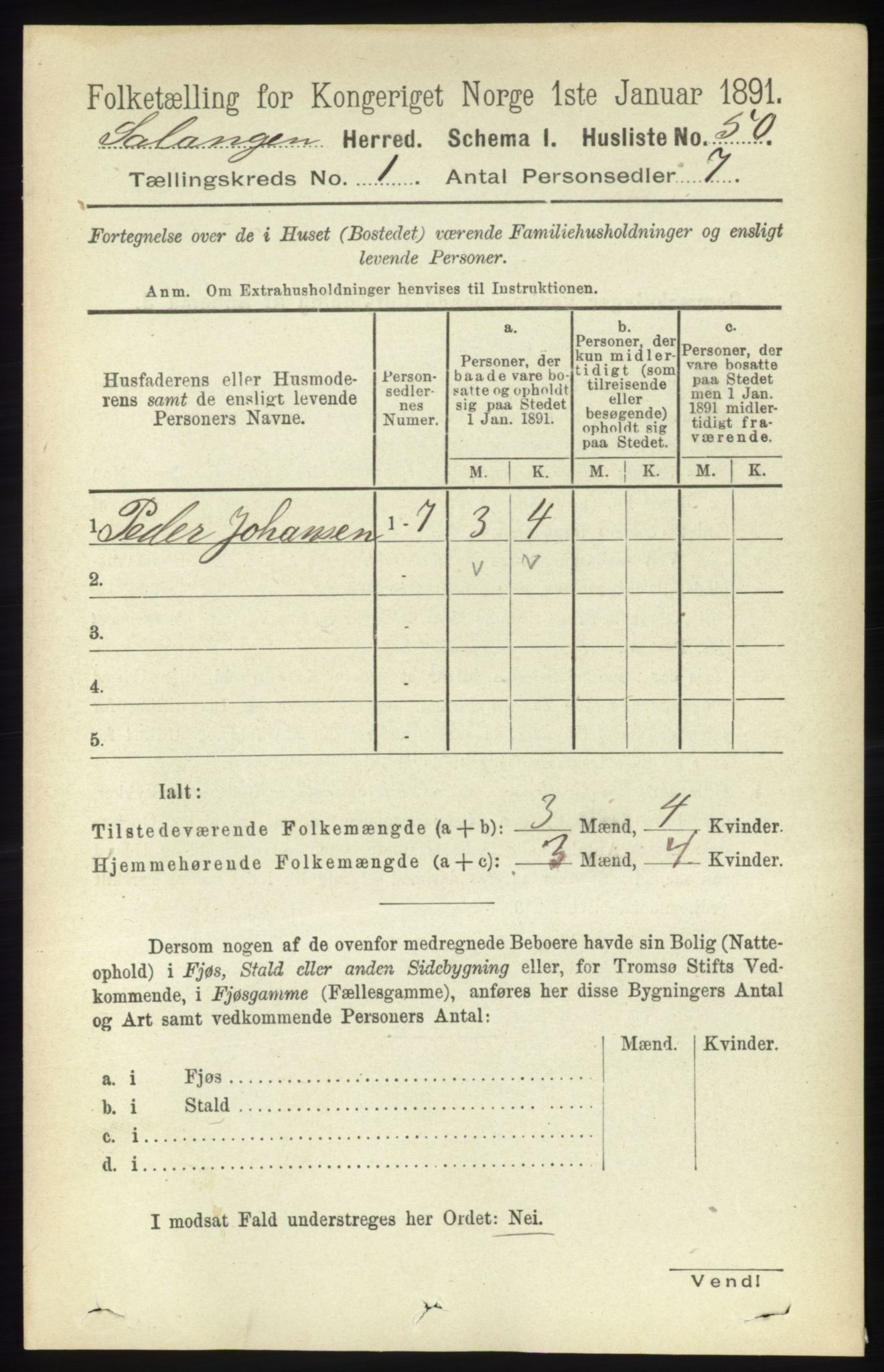 RA, 1891 census for 1921 Salangen, 1891, p. 63