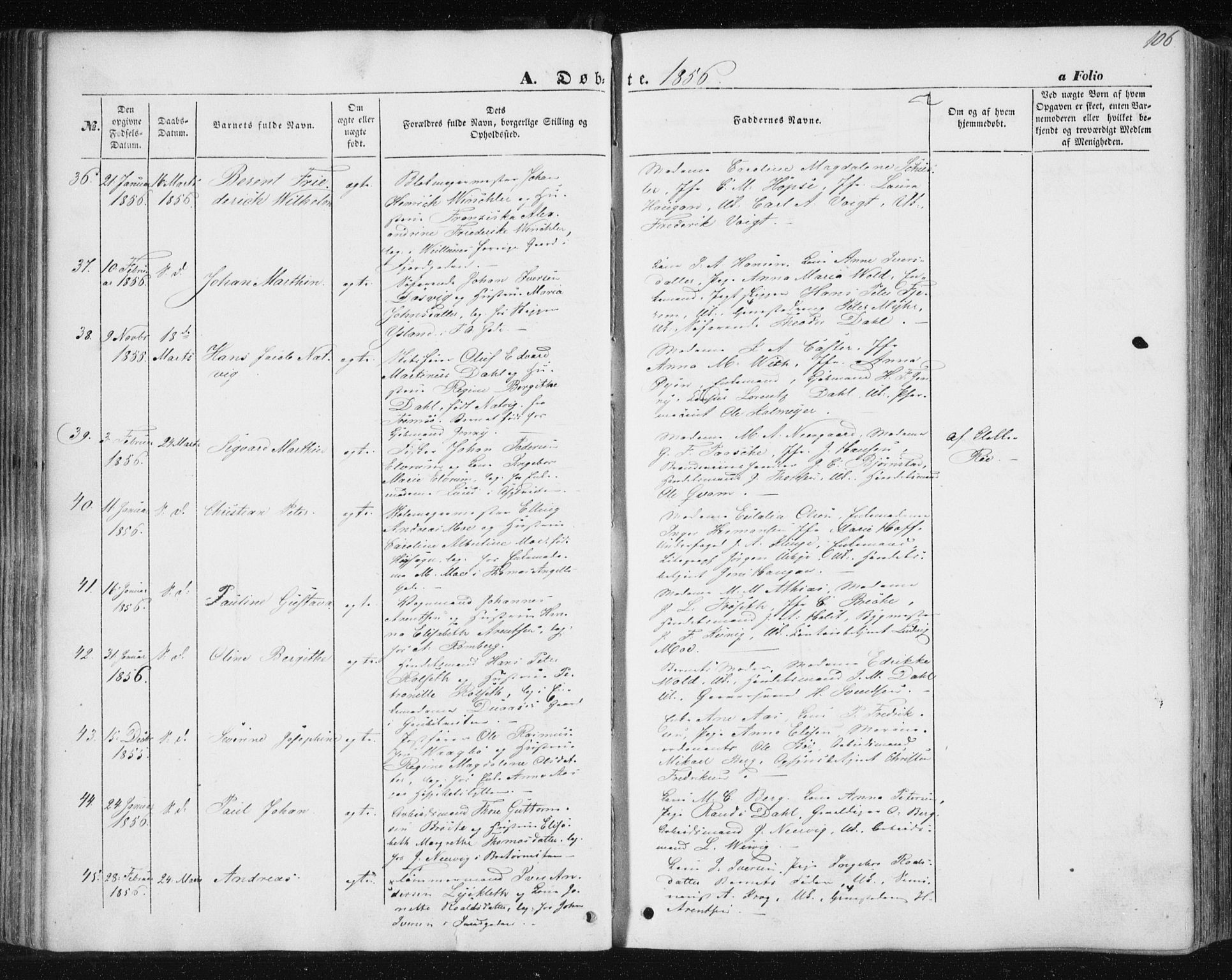 Ministerialprotokoller, klokkerbøker og fødselsregistre - Sør-Trøndelag, SAT/A-1456/602/L0112: Parish register (official) no. 602A10, 1848-1859, p. 106
