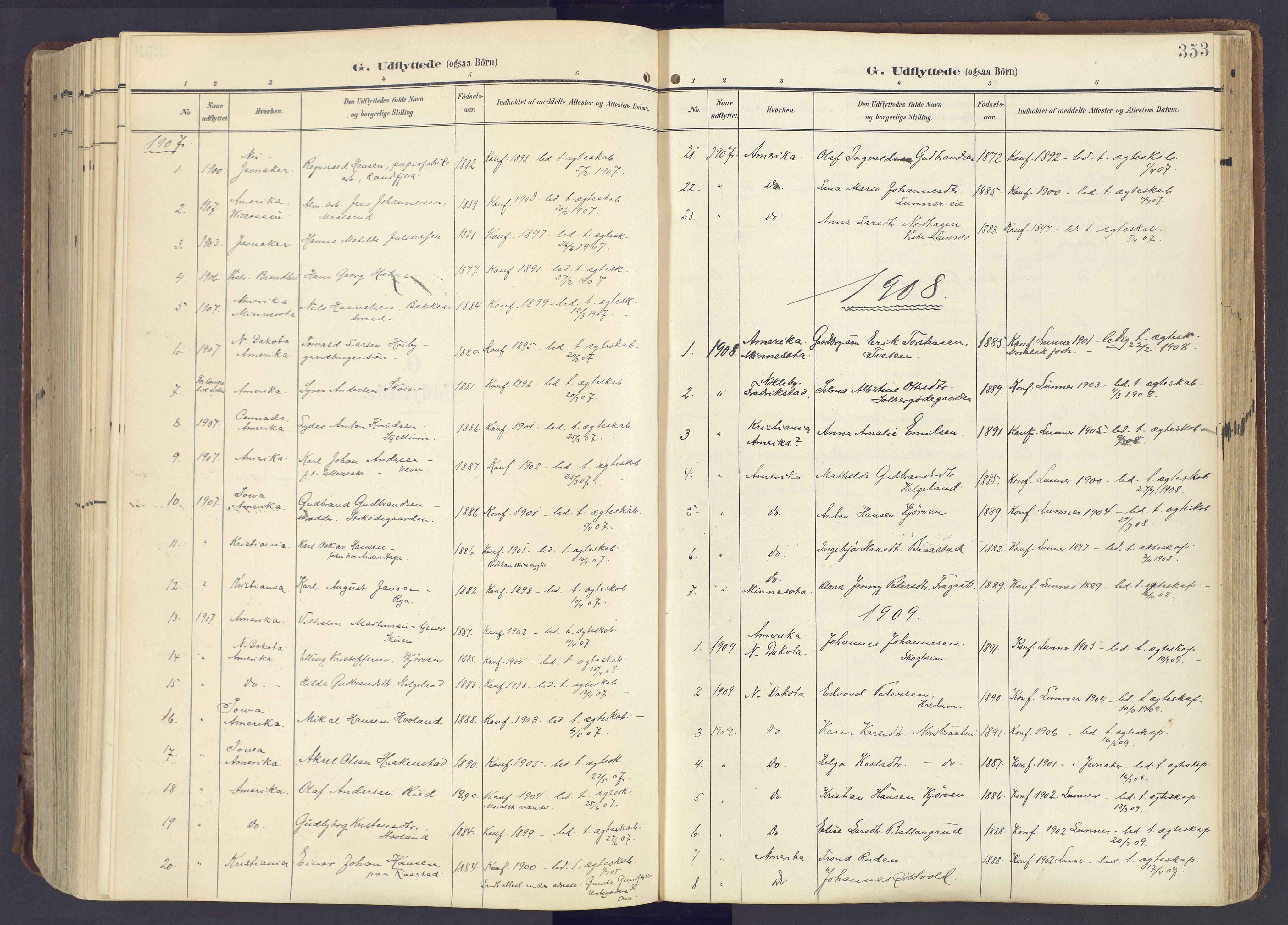 Lunner prestekontor, SAH/PREST-118/H/Ha/Haa/L0001: Parish register (official) no. 1, 1907-1922, p. 353