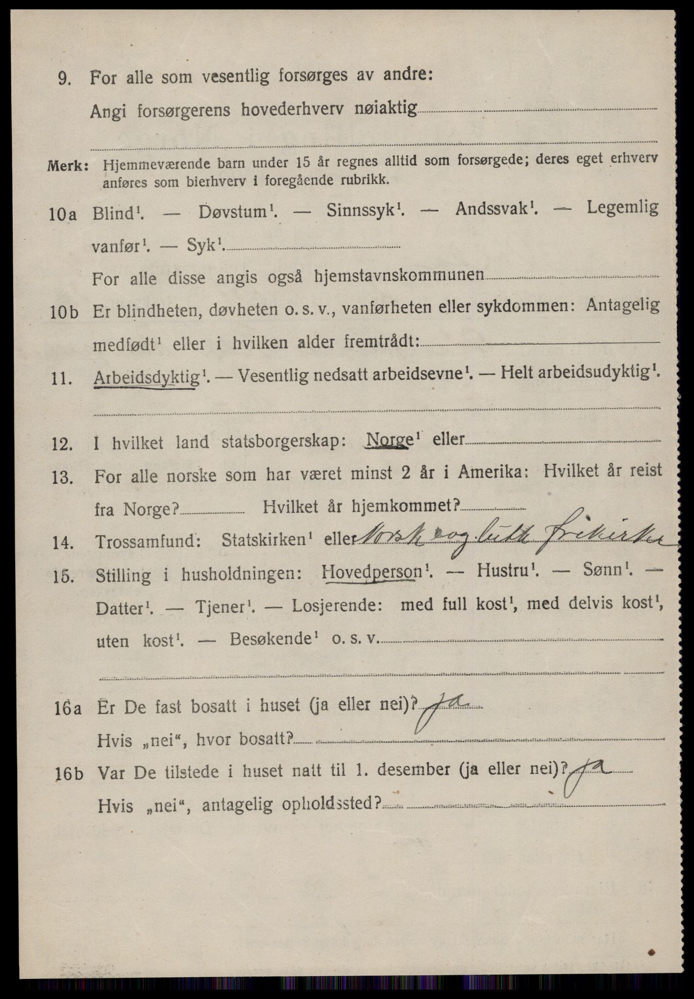 SAT, 1920 census for Volda, 1920, p. 12949