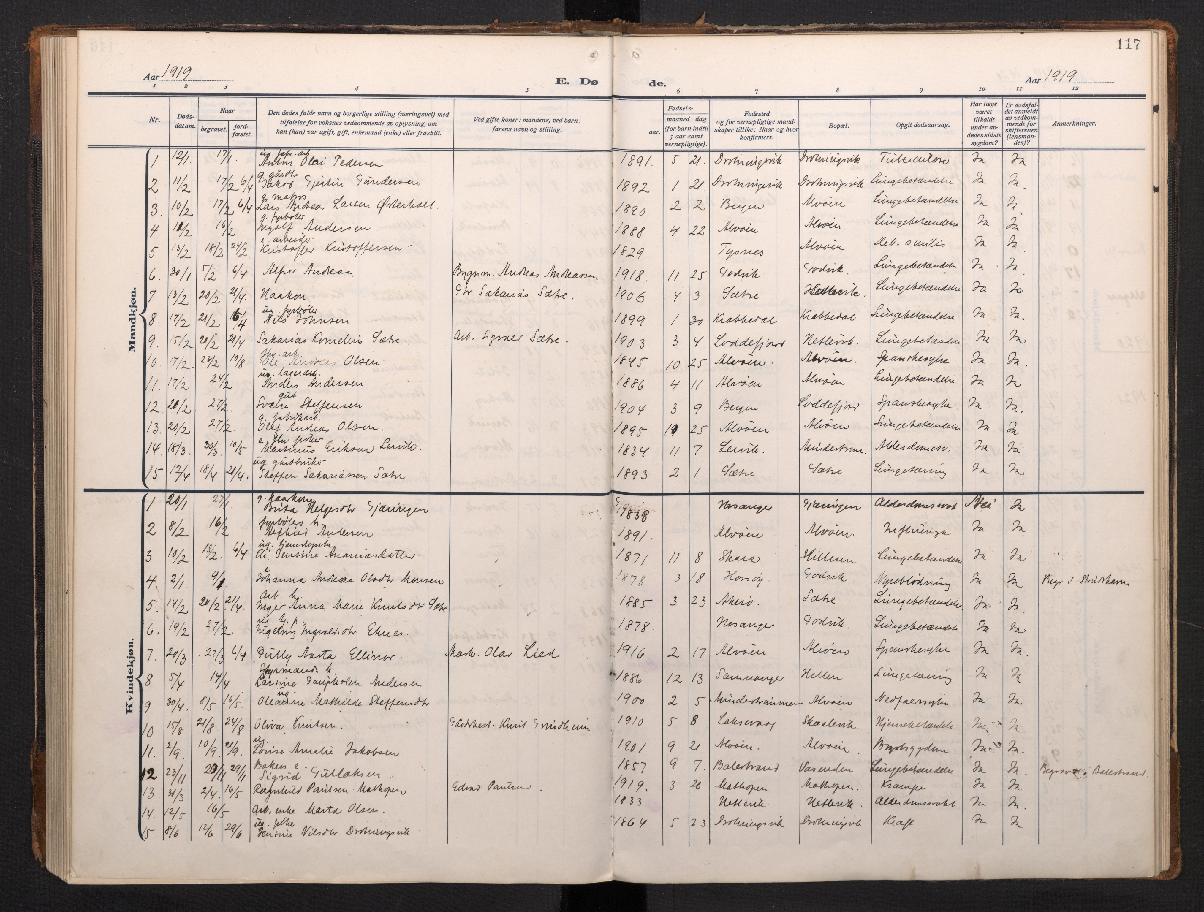 Laksevåg Sokneprestembete, AV/SAB-A-76501/H/Ha/Haa/Haah/L0001: Parish register (official) no. H 1, 1915-1934, p. 117