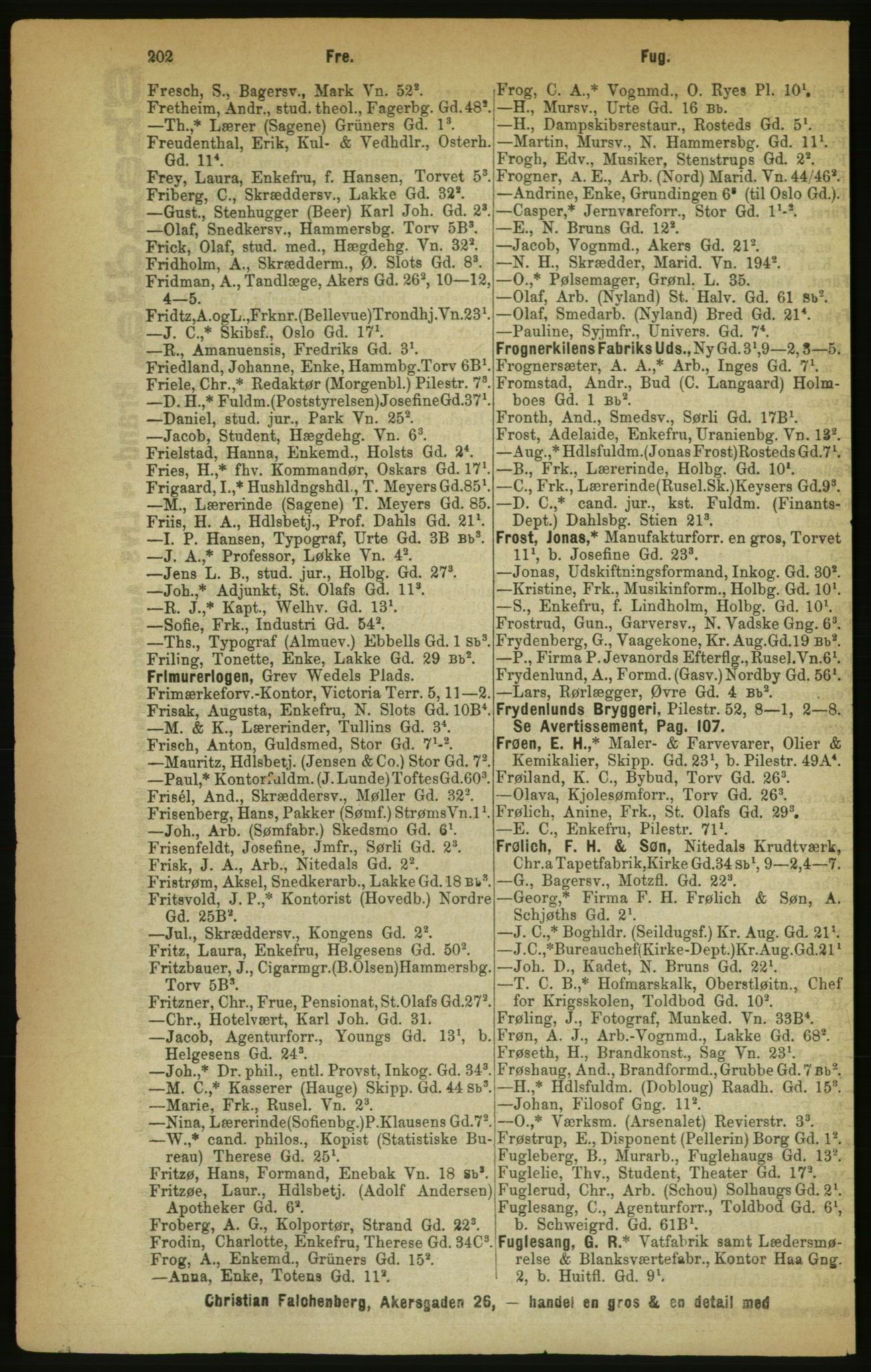 Kristiania/Oslo adressebok, PUBL/-, 1888, p. 202