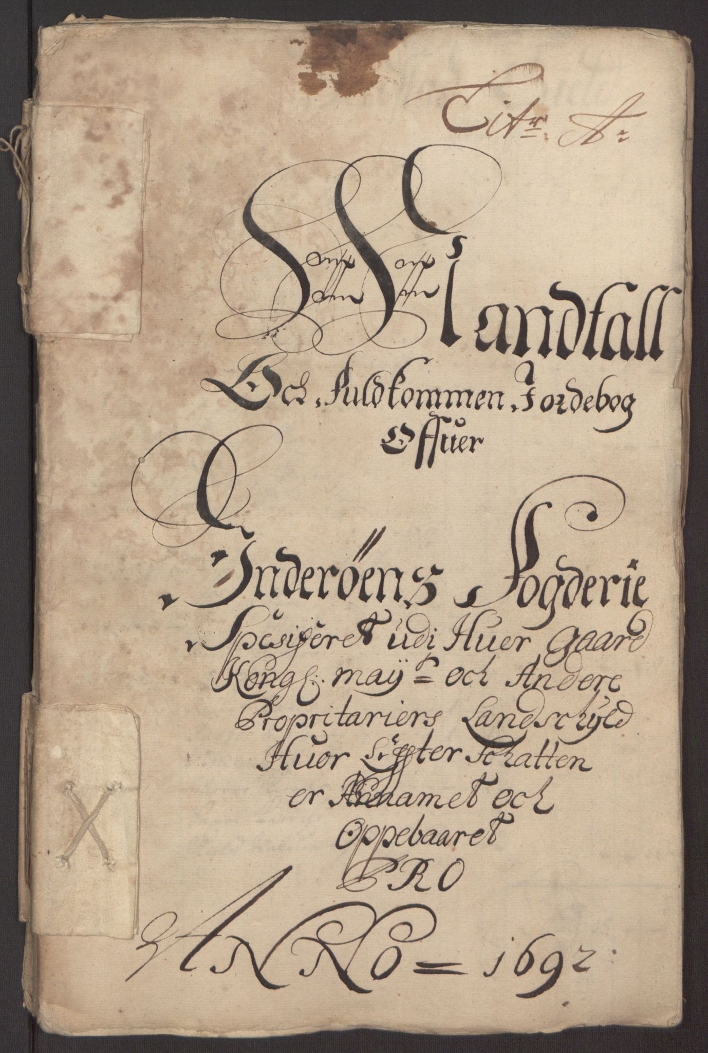 Rentekammeret inntil 1814, Reviderte regnskaper, Fogderegnskap, RA/EA-4092/R63/L4308: Fogderegnskap Inderøy, 1692-1694, p. 12