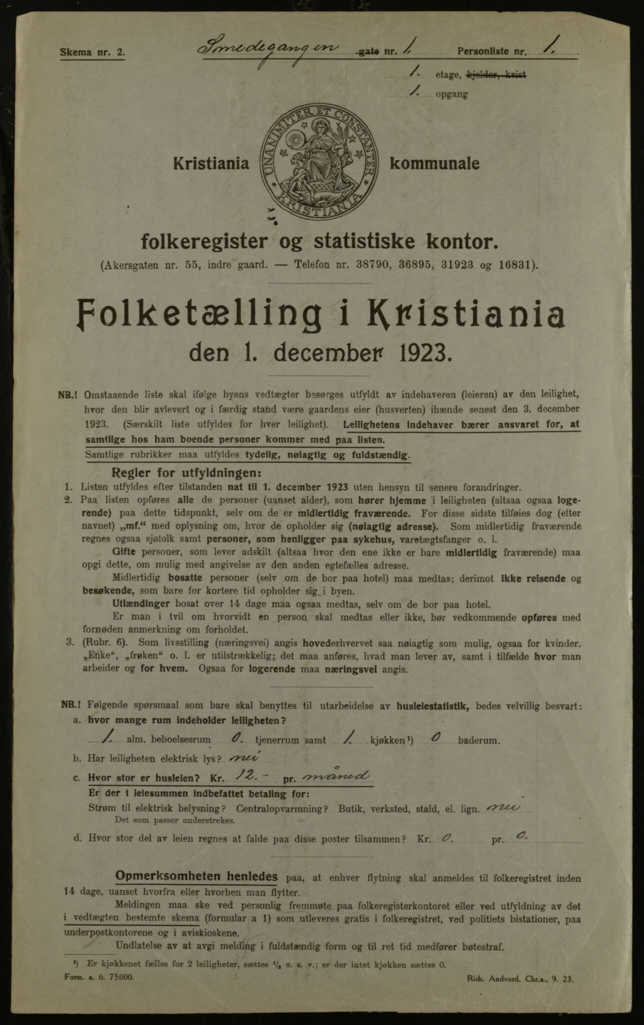 OBA, Municipal Census 1923 for Kristiania, 1923, p. 107210