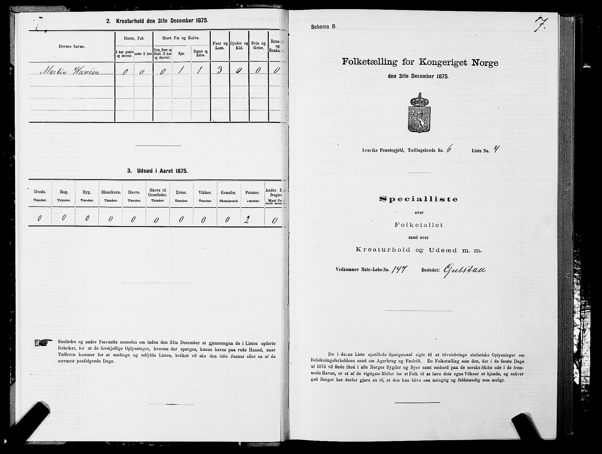 SATØ, 1875 census for 1931P Lenvik, 1875, p. 4007