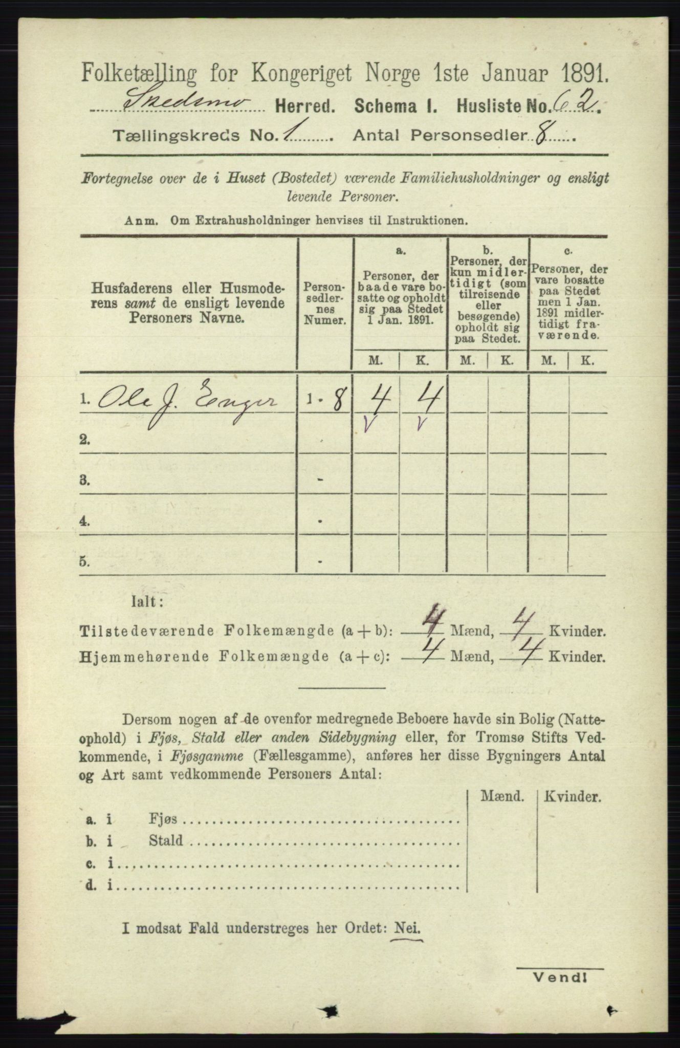 RA, 1891 census for 0231 Skedsmo, 1891, p. 91