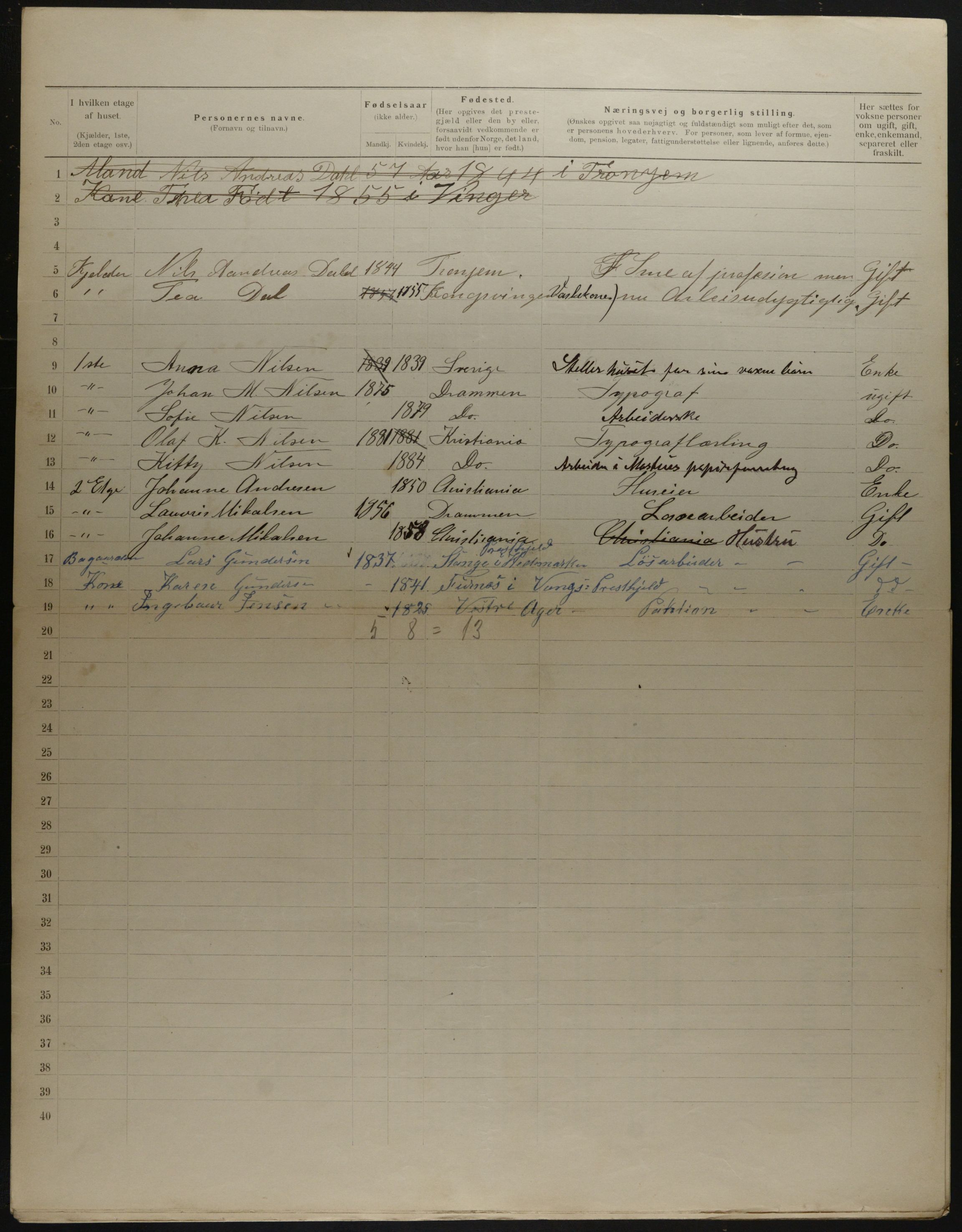 OBA, Municipal Census 1901 for Kristiania, 1901, p. 18996