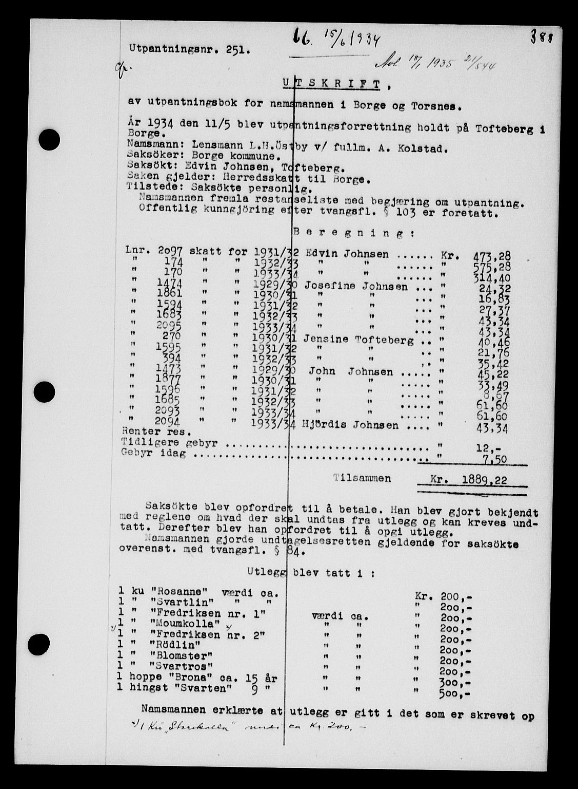 Tune sorenskriveri, SAO/A-10470/G/Gb/Gbb/L0004: Mortgage book no. II 20-24, 1933-1935, Deed date: 15.06.1934