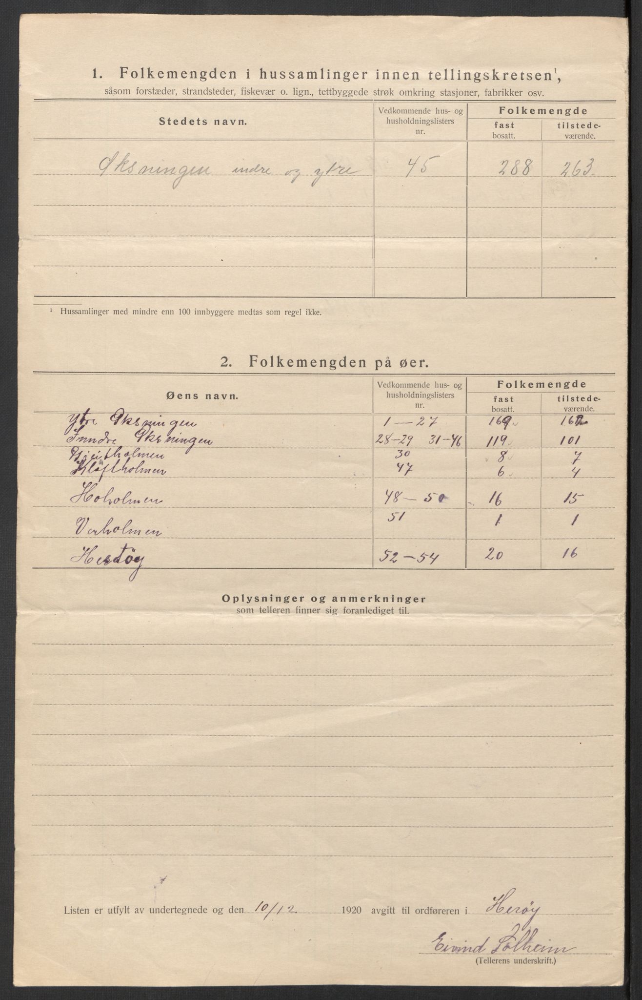 SAT, 1920 census for Herøy, 1920, p. 20