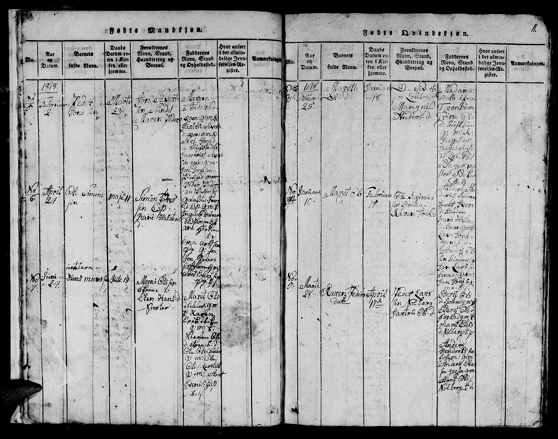 Ministerialprotokoller, klokkerbøker og fødselsregistre - Sør-Trøndelag, AV/SAT-A-1456/613/L0393: Parish register (copy) no. 613C01, 1816-1886, p. 11