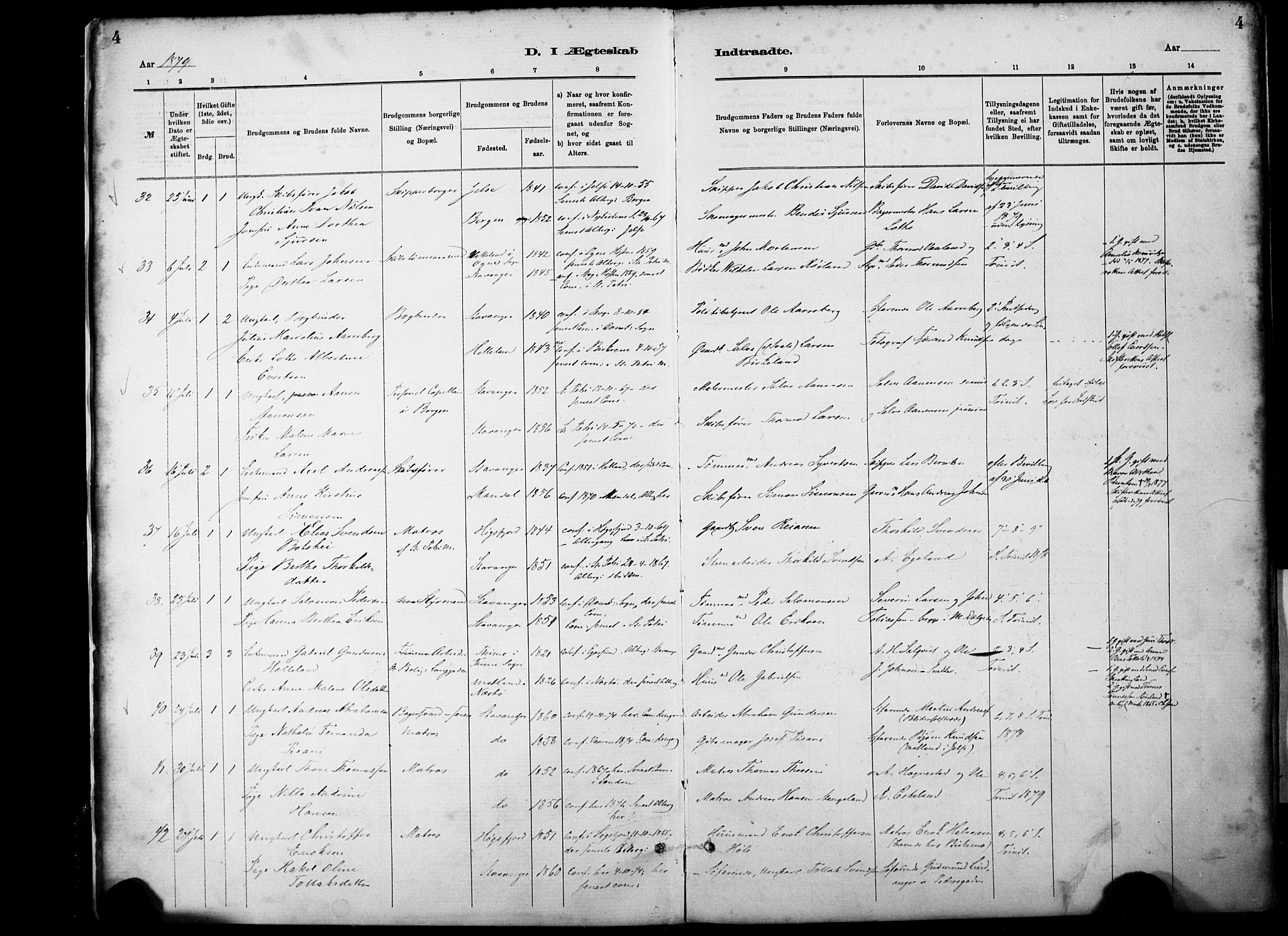 St. Petri sokneprestkontor, AV/SAST-A-101813/001/30/30BA/L0018: Parish register (official) no. A 19, 1879-1900, p. 4