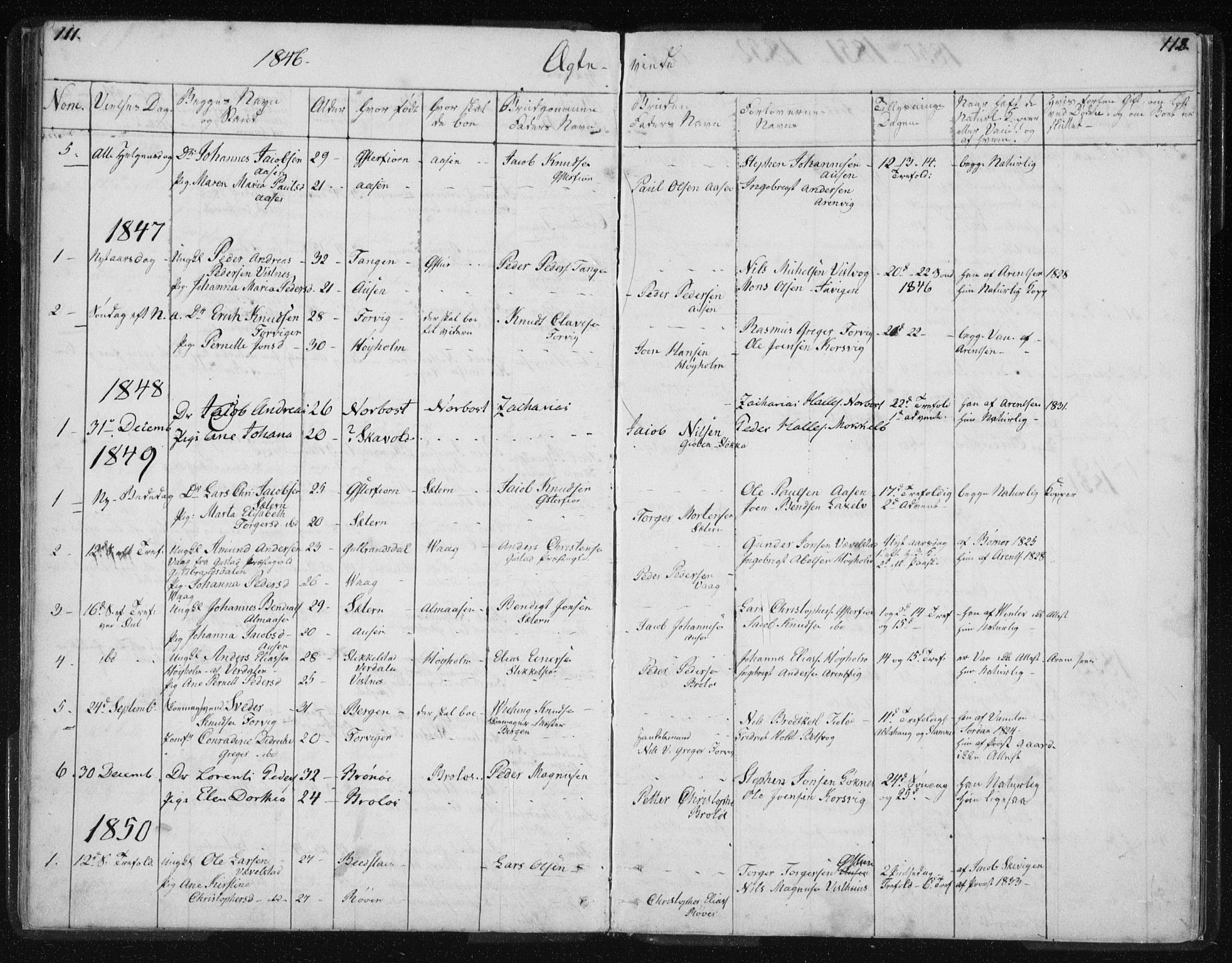 Ministerialprotokoller, klokkerbøker og fødselsregistre - Nordland, SAT/A-1459/819/L0275: Parish register (copy) no. 819C01, 1841-1868, p. 111-112