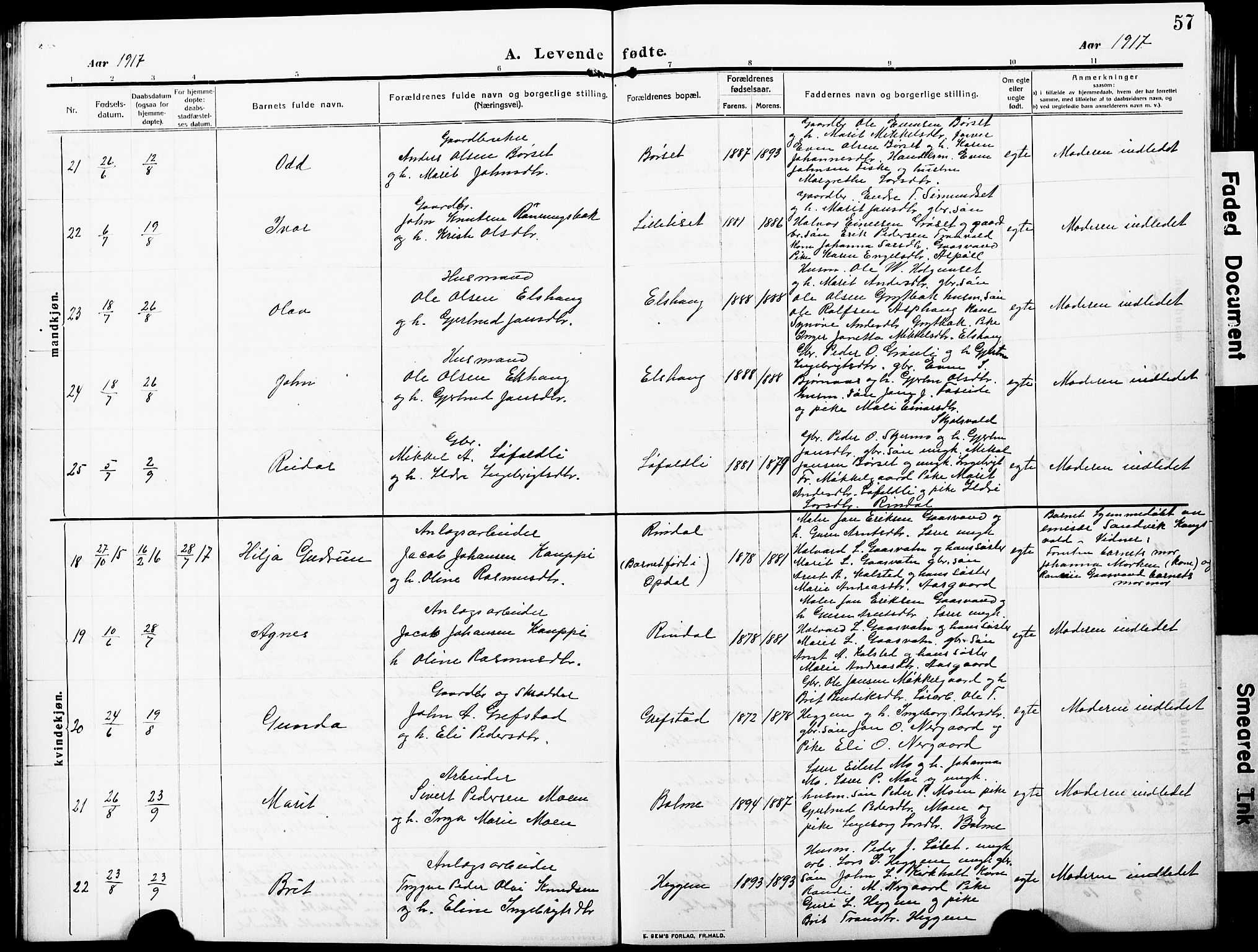 Ministerialprotokoller, klokkerbøker og fødselsregistre - Møre og Romsdal, AV/SAT-A-1454/598/L1079: Parish register (copy) no. 598C04, 1909-1927, p. 57