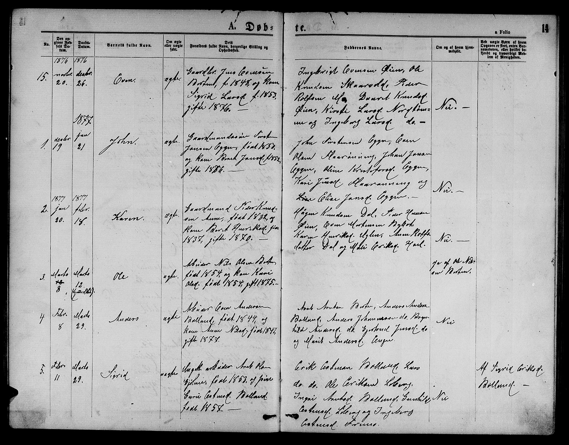 Ministerialprotokoller, klokkerbøker og fødselsregistre - Sør-Trøndelag, SAT/A-1456/693/L1122: Parish register (copy) no. 693C03, 1870-1886, p. 14