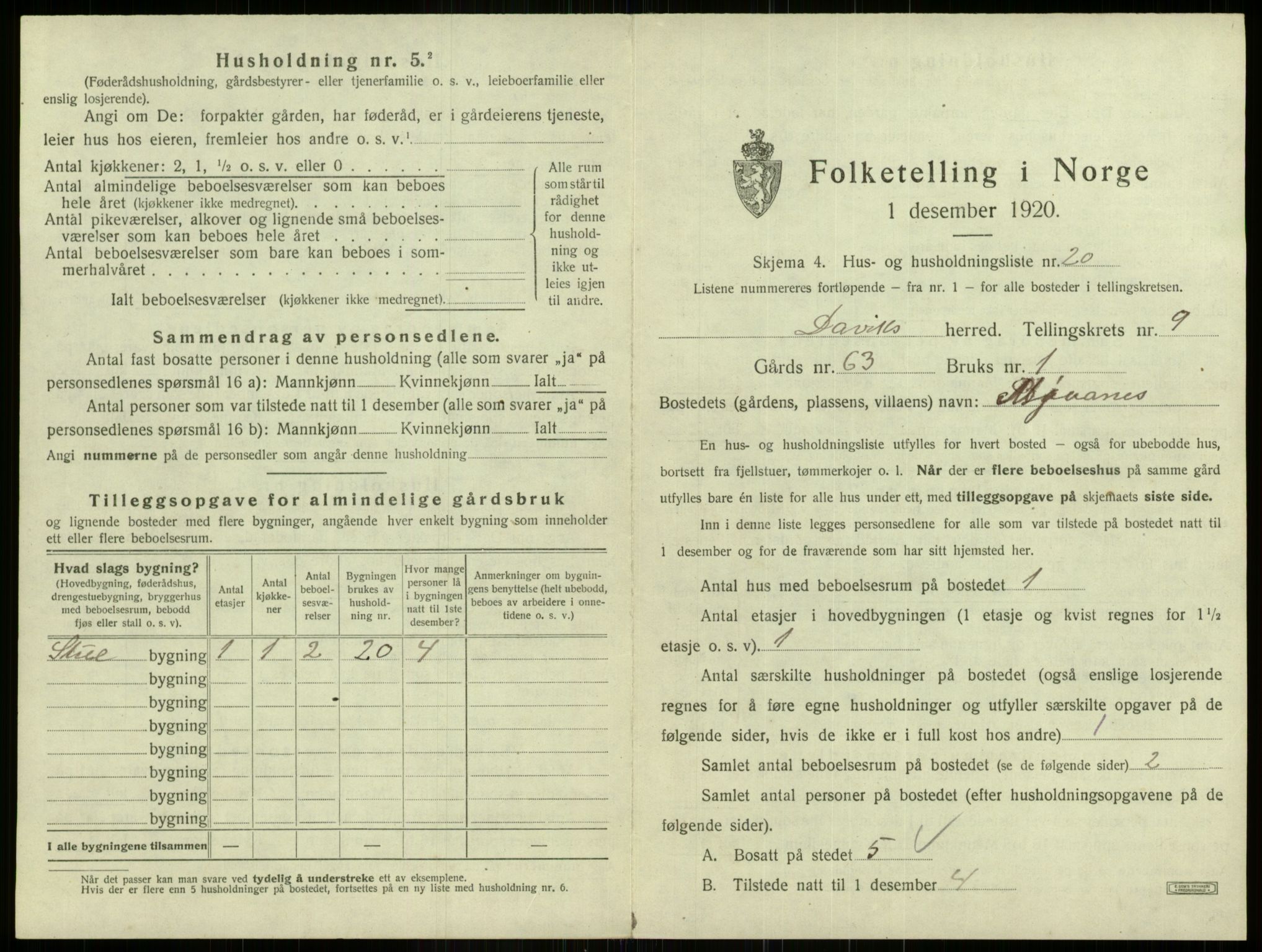 SAB, 1920 census for Davik, 1920, p. 684