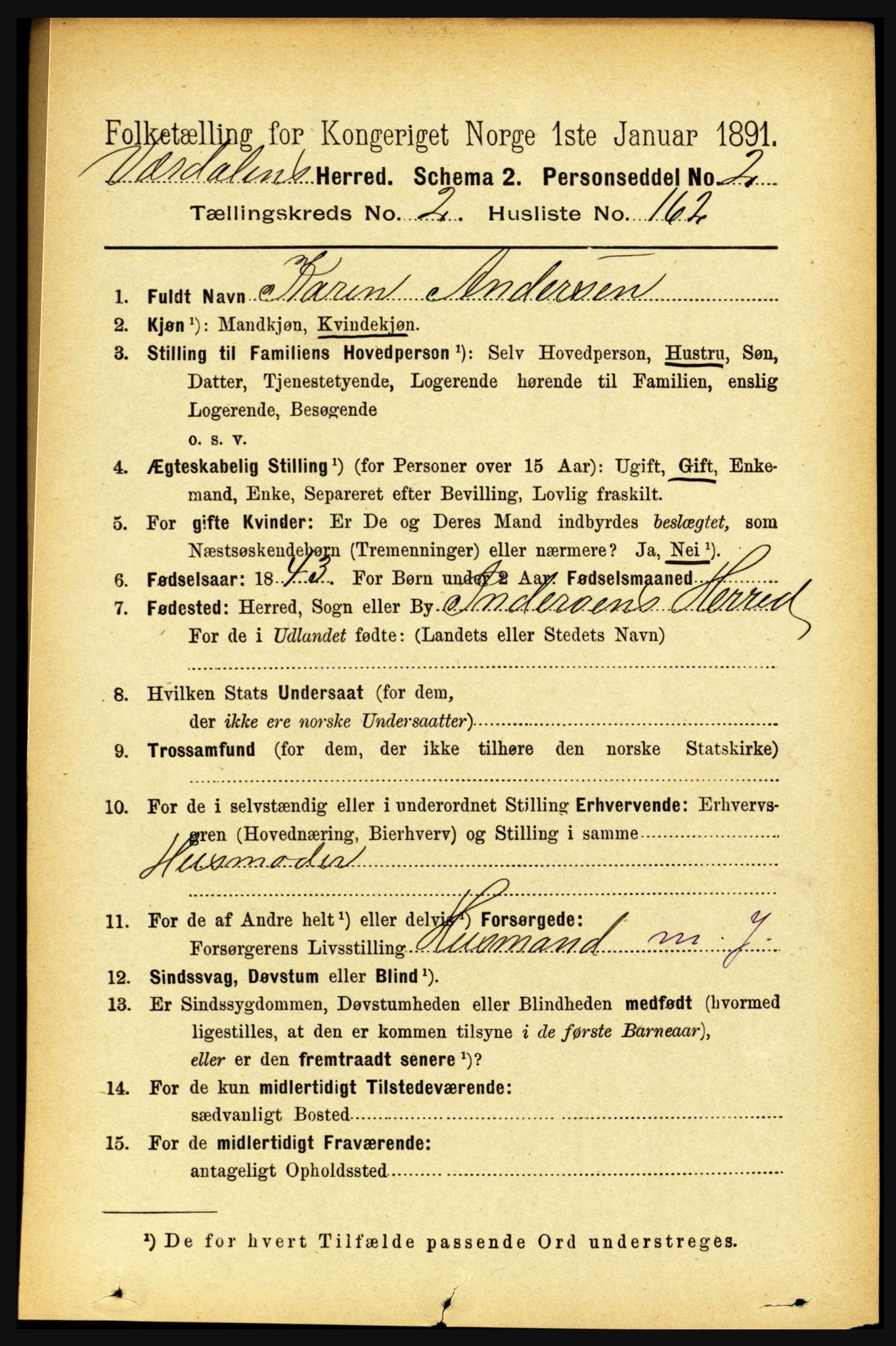 RA, 1891 census for 1721 Verdal, 1891, p. 1630