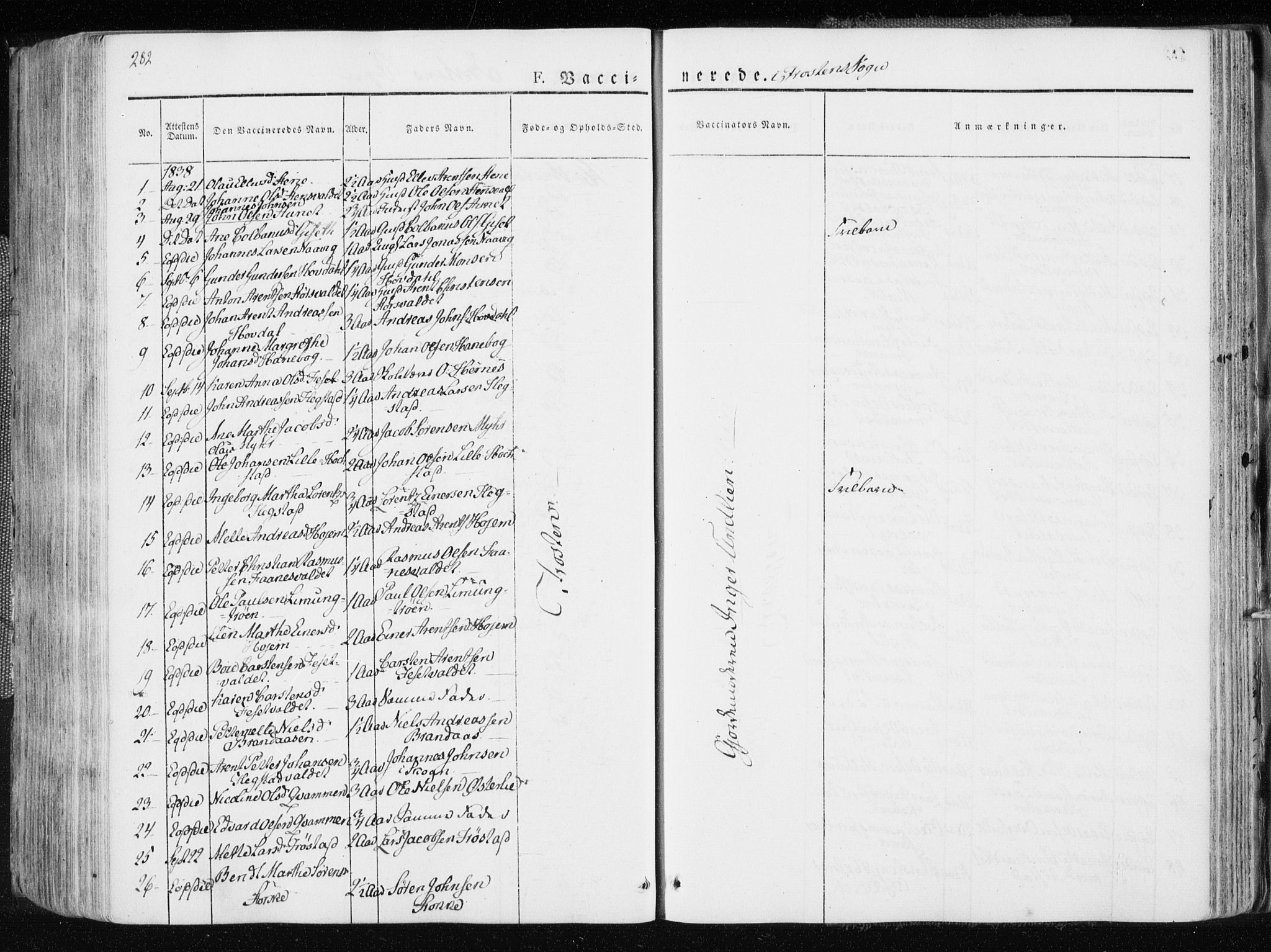 Ministerialprotokoller, klokkerbøker og fødselsregistre - Nord-Trøndelag, SAT/A-1458/713/L0114: Parish register (official) no. 713A05, 1827-1839, p. 282