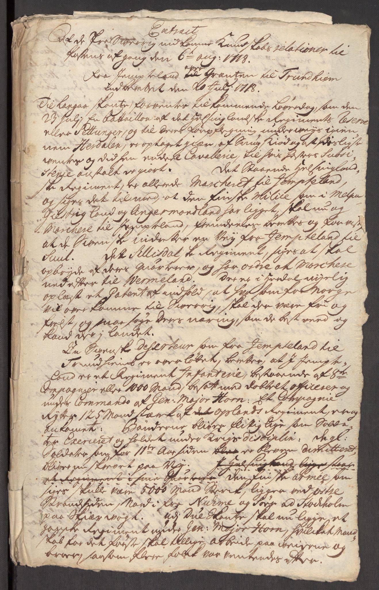 Kommanderende general (KG I) med Det norske krigsdirektorium, AV/RA-EA-5419/E/Eb/L0012: Kunnskap om fienden, kronologisk ordnet, 1718-1719, p. 121