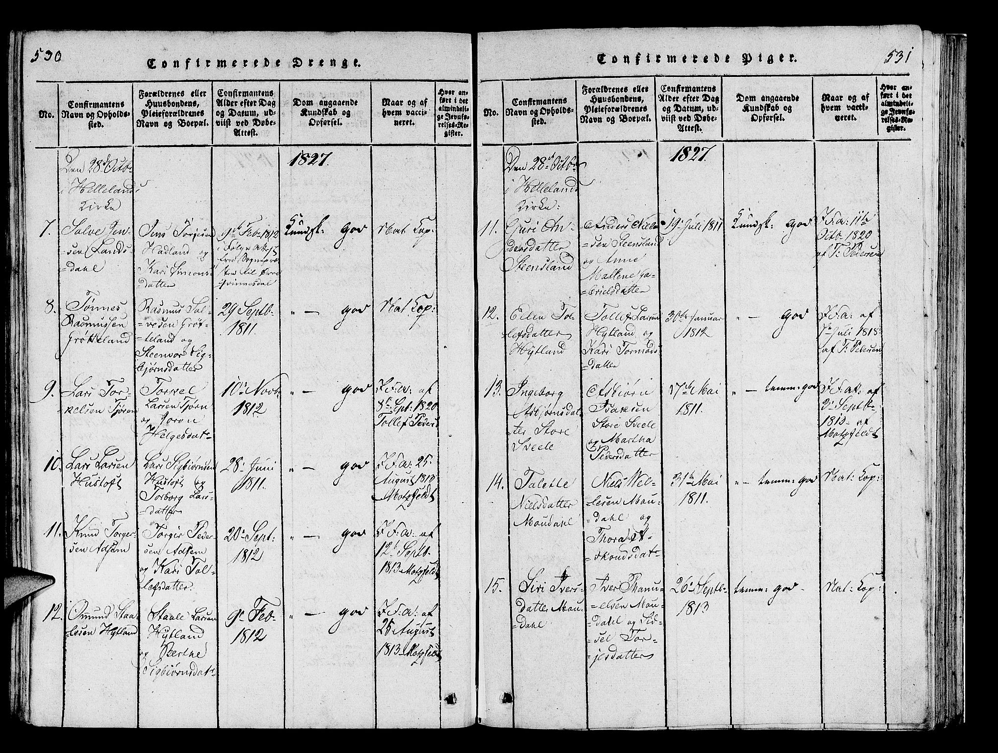 Helleland sokneprestkontor, SAST/A-101810: Parish register (official) no. A 5, 1815-1834, p. 530-531