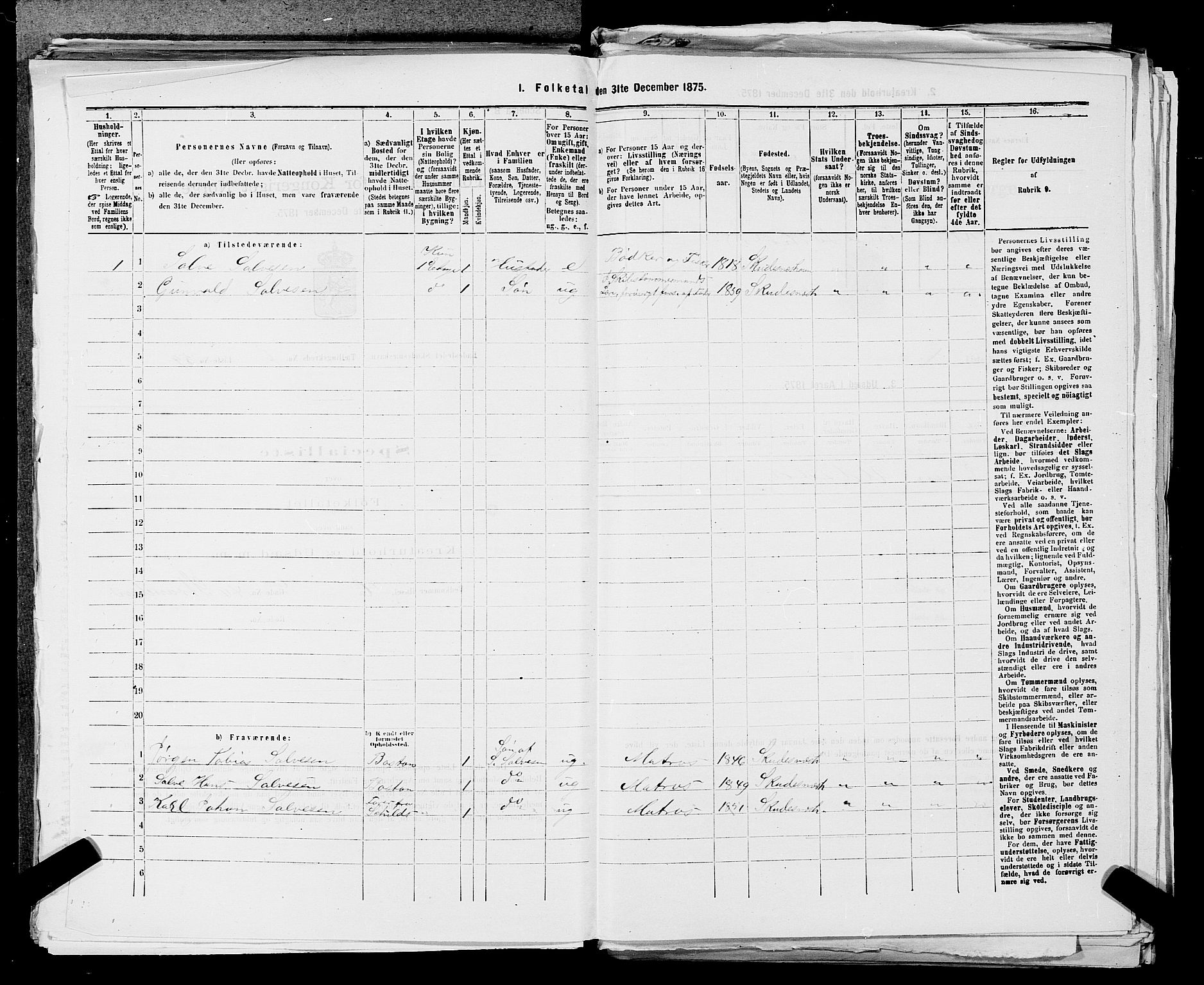 SAST, 1875 census for 1104B Skudenes/Skudeneshavn, 1875, p. 124