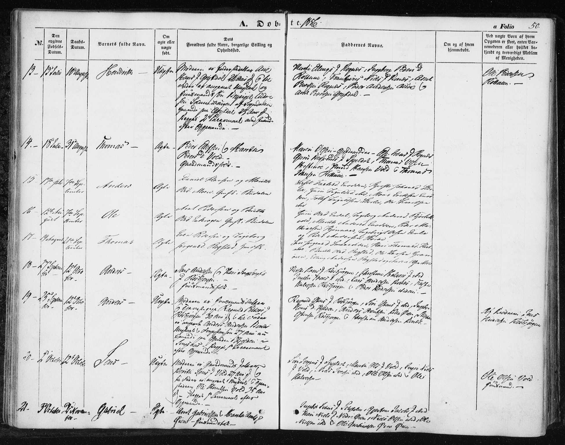 Ministerialprotokoller, klokkerbøker og fødselsregistre - Sør-Trøndelag, SAT/A-1456/687/L1000: Parish register (official) no. 687A06, 1848-1869, p. 50