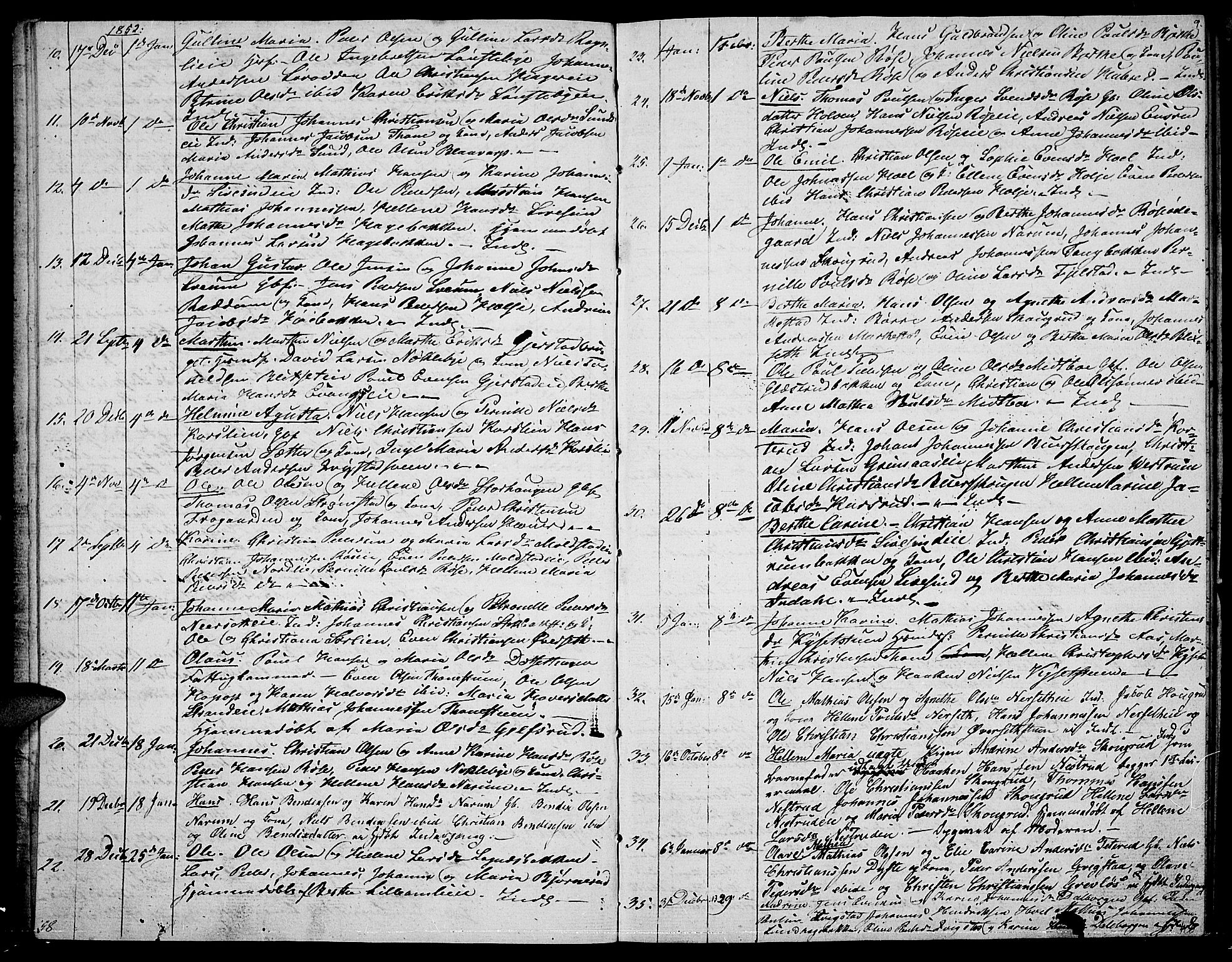 Vestre Toten prestekontor, SAH/PREST-108/H/Ha/Hab/L0004: Parish register (copy) no. 4, 1851-1853, p. 9