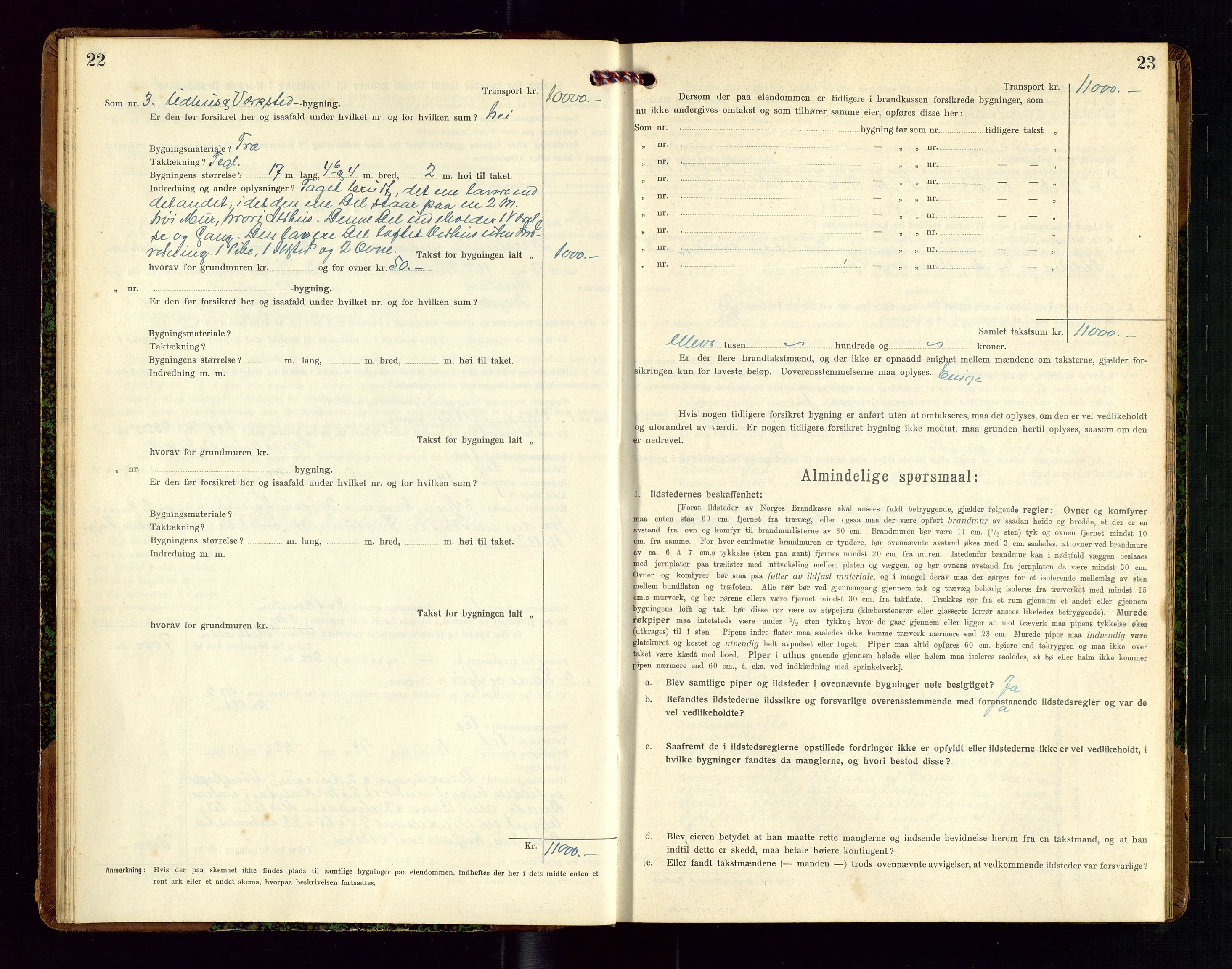 Nedstrand lensmannskontor, SAST/A-100236/Gob/L0002: "Brandtakstprotokol for Nerstrand lensmandsdistrikt Rogaland Fylke", 1916-1949, p. 22-23