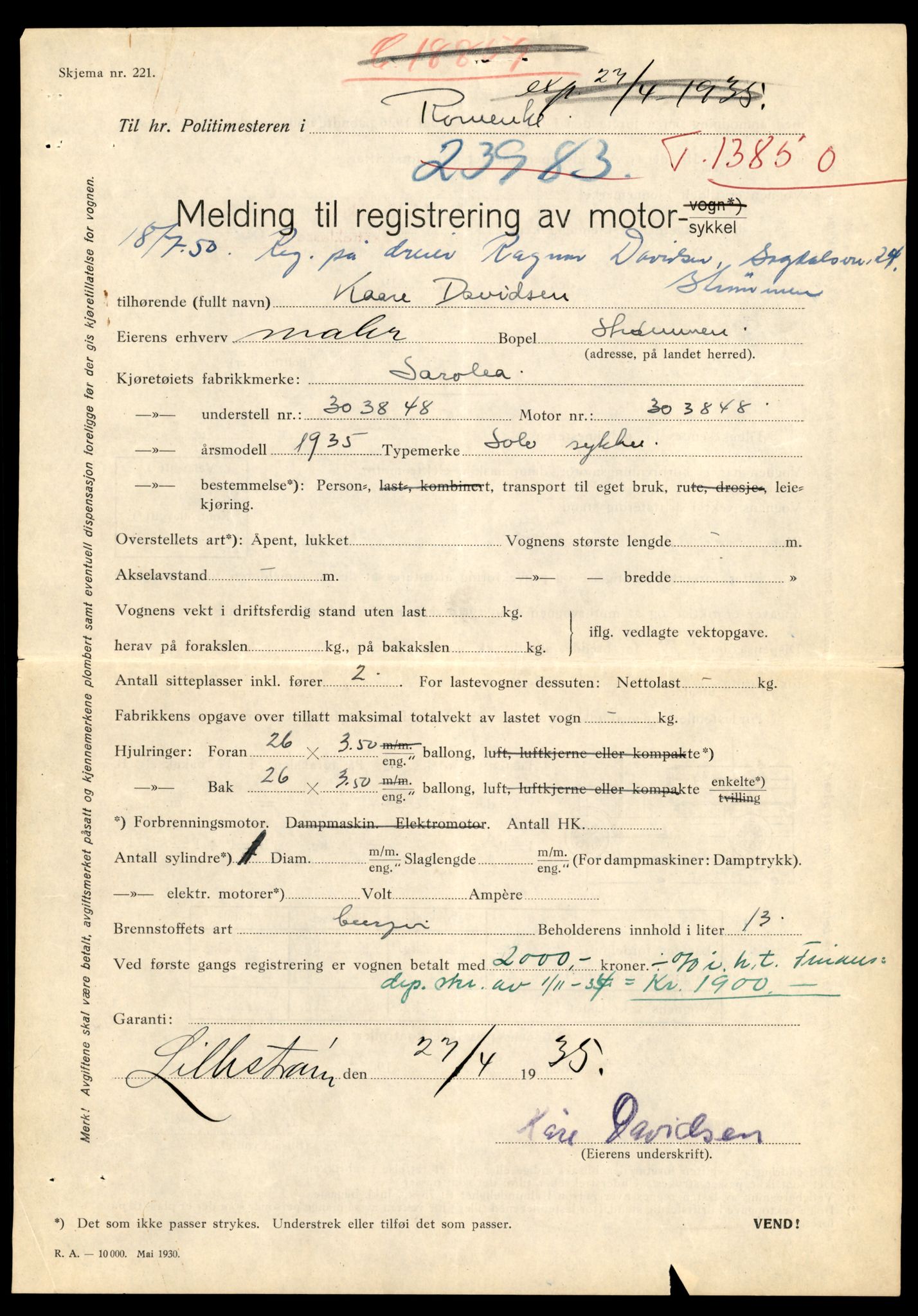 Møre og Romsdal vegkontor - Ålesund trafikkstasjon, AV/SAT-A-4099/F/Fe/L0041: Registreringskort for kjøretøy T 13710 - T 13905, 1927-1998, p. 2551