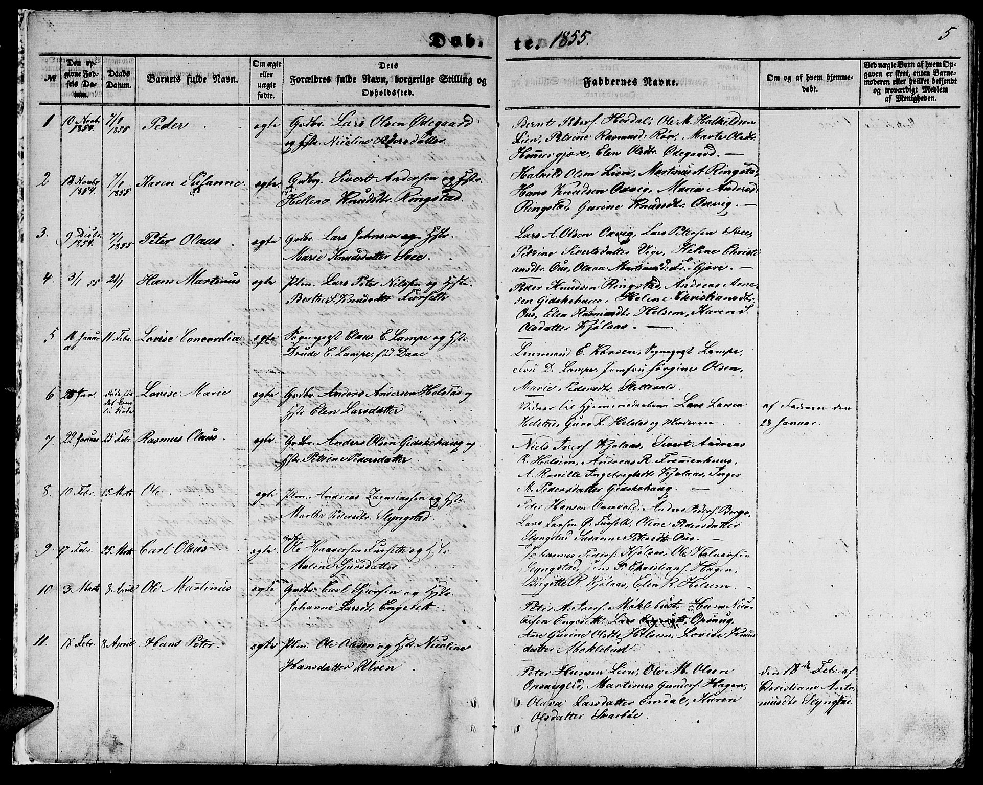 Ministerialprotokoller, klokkerbøker og fødselsregistre - Møre og Romsdal, AV/SAT-A-1454/520/L0291: Parish register (copy) no. 520C03, 1854-1881, p. 5