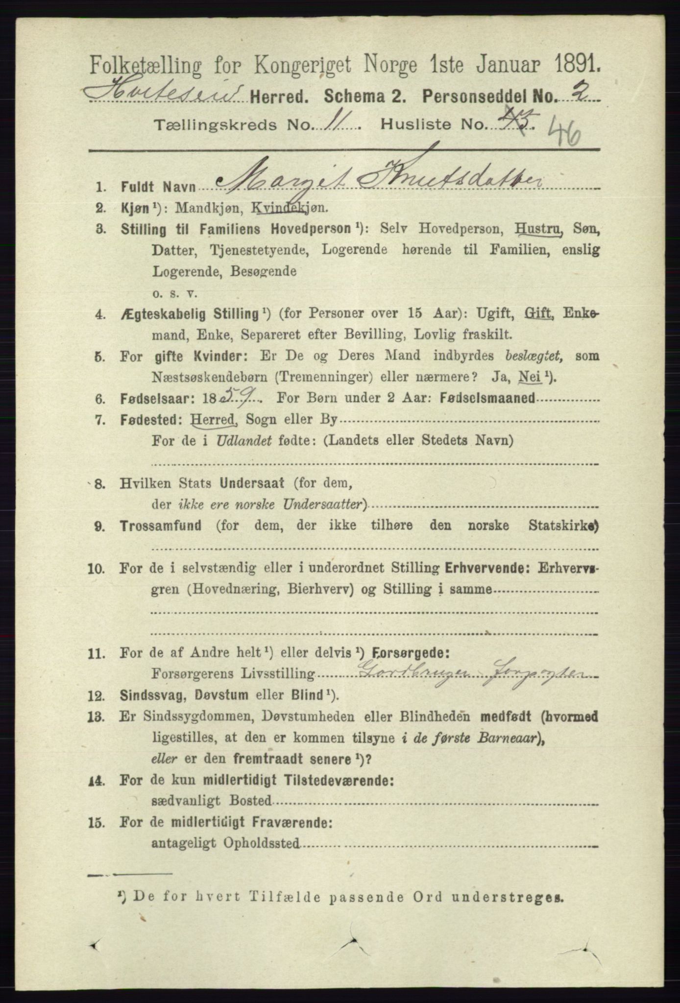 RA, 1891 census for 0829 Kviteseid, 1891, p. 2797