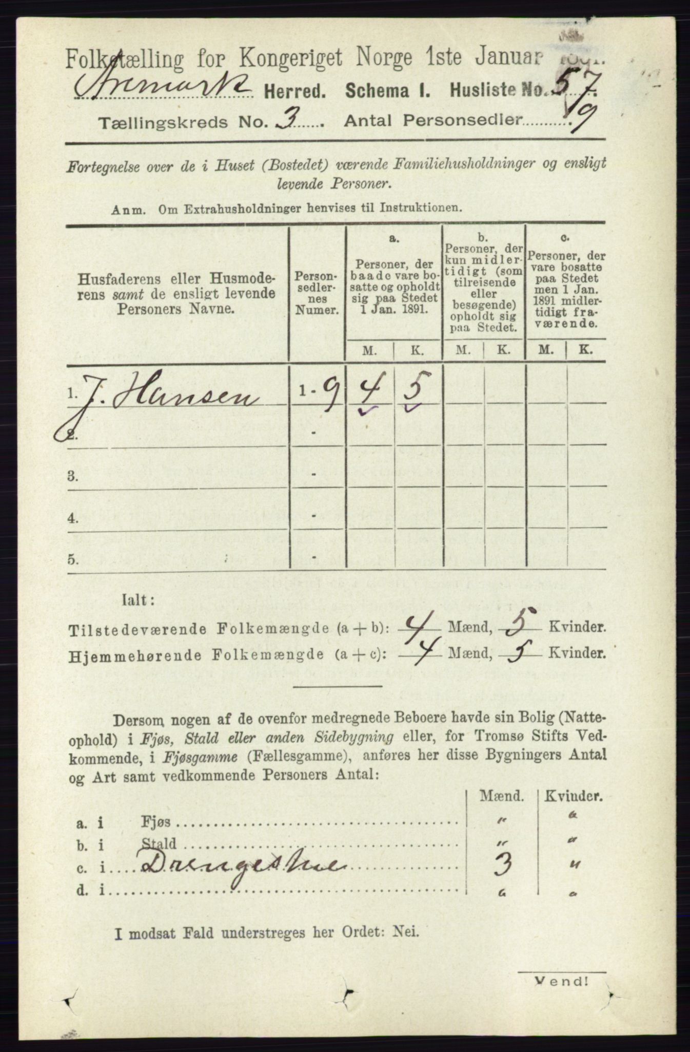 RA, 1891 census for 0118 Aremark, 1891, p. 1396