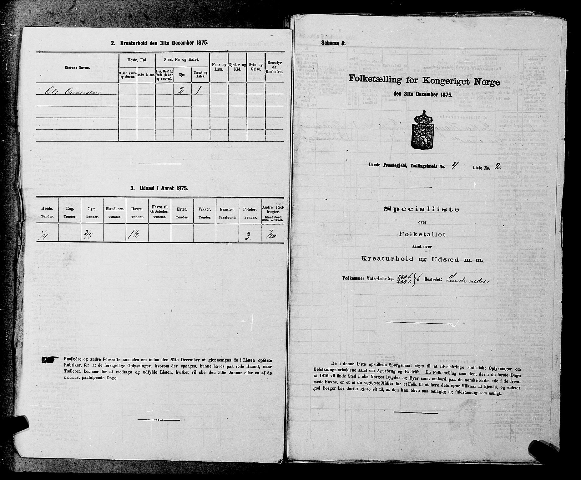 SAKO, 1875 census for 0820P Lunde, 1875, p. 463