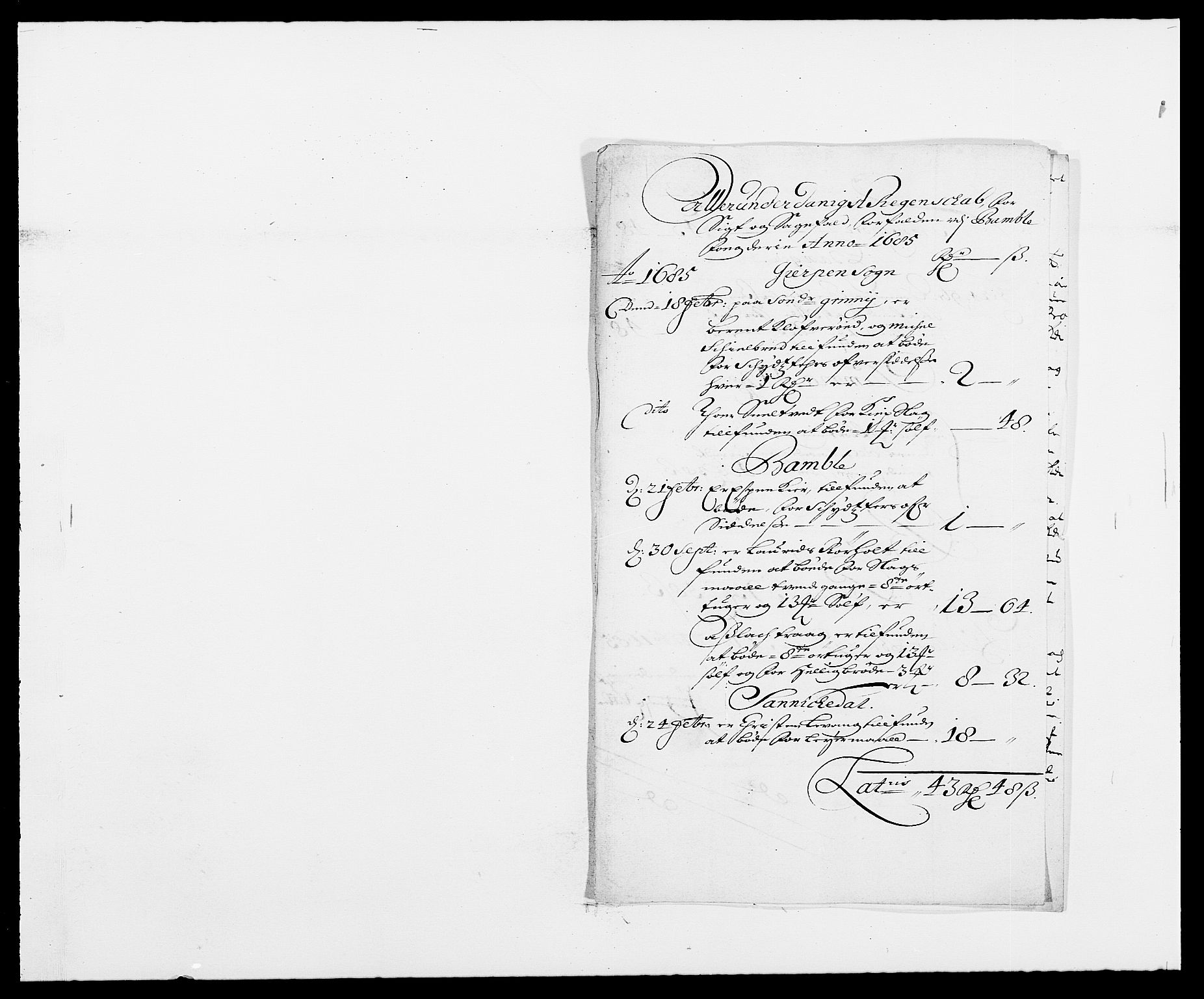 Rentekammeret inntil 1814, Reviderte regnskaper, Fogderegnskap, RA/EA-4092/R34/L2048: Fogderegnskap Bamble, 1685-1687, p. 58