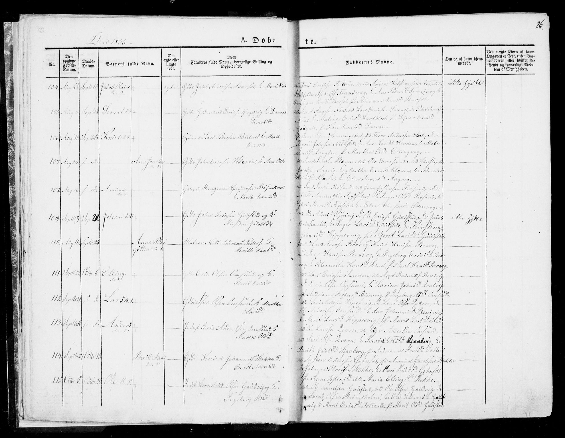 Ministerialprotokoller, klokkerbøker og fødselsregistre - Møre og Romsdal, SAT/A-1454/568/L0803: Parish register (official) no. 568A10, 1830-1853, p. 26