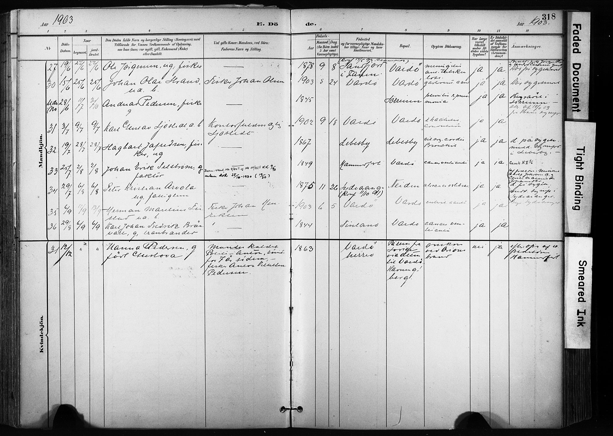 Vardø sokneprestkontor, AV/SATØ-S-1332/H/Ha/L0010kirke: Parish register (official) no. 10, 1895-1907, p. 318