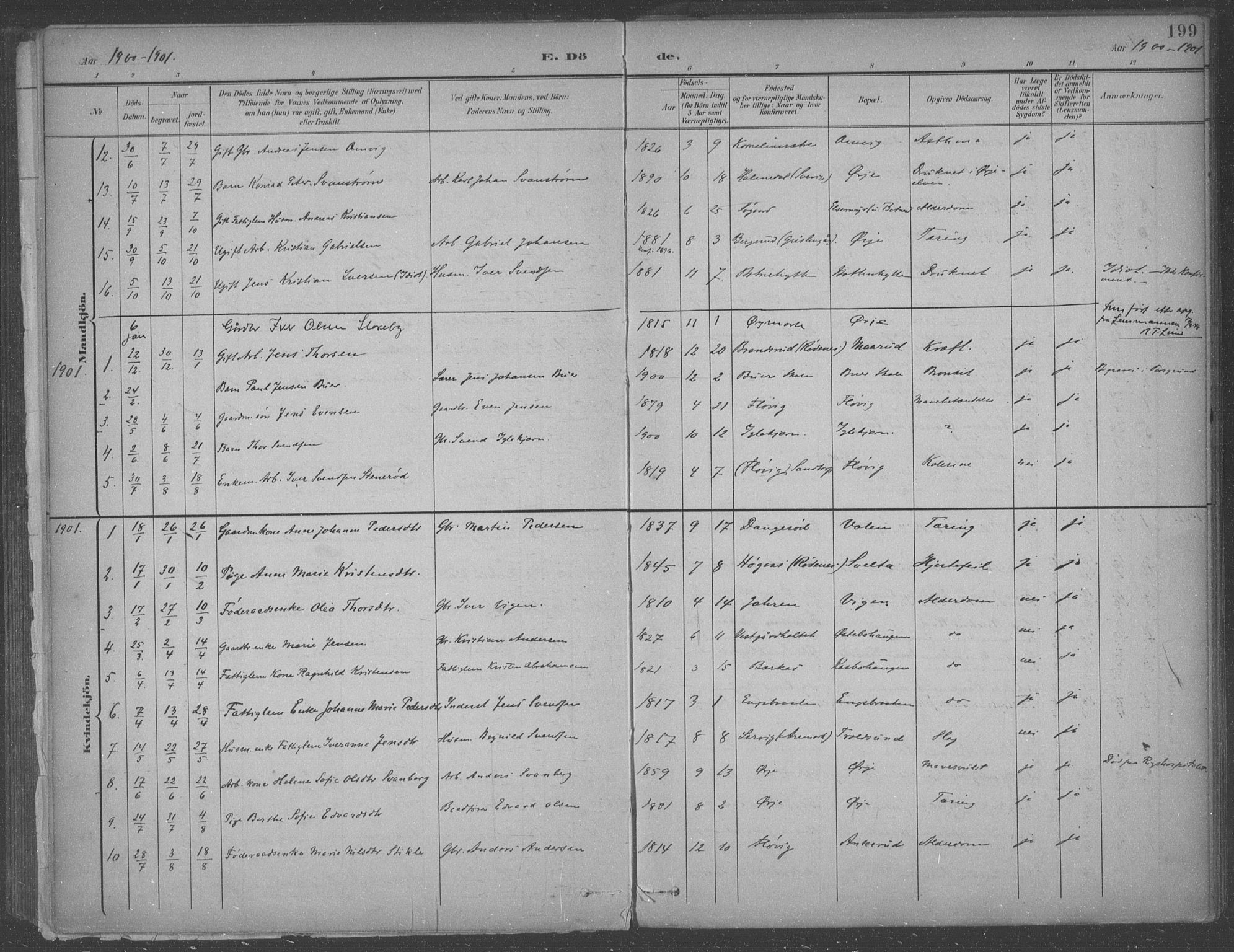 Aremark prestekontor Kirkebøker, SAO/A-10899/F/Fb/L0005: Parish register (official) no. II 5, 1895-1919, p. 199