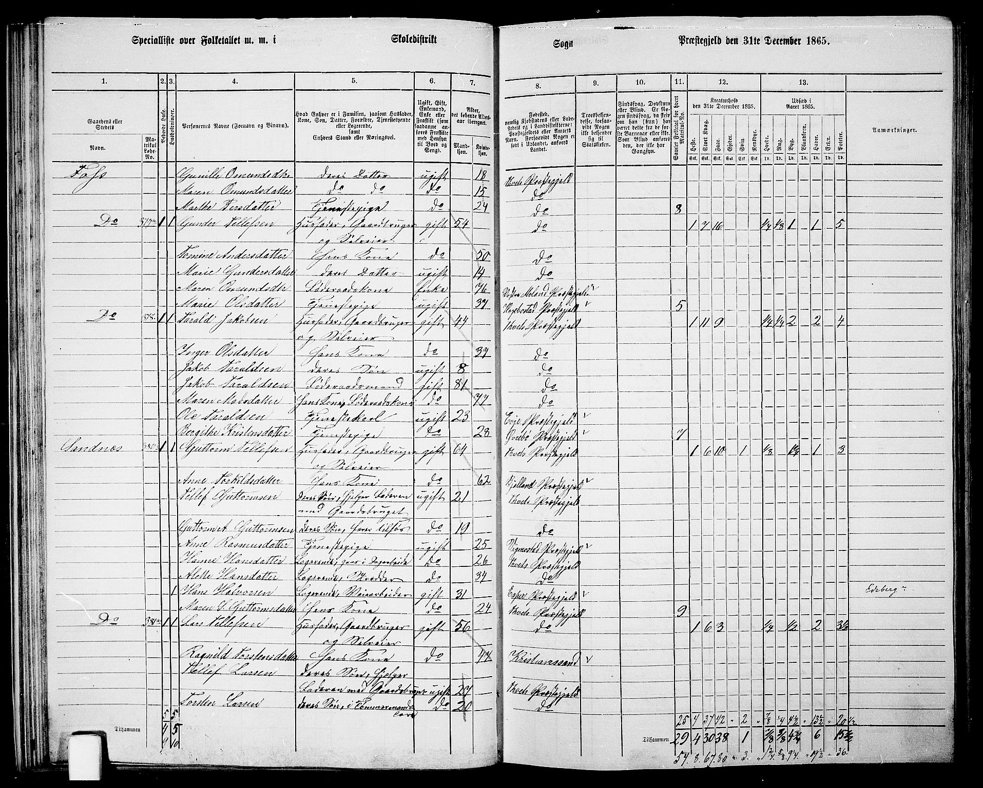 RA, 1865 census for Tveit, 1865, p. 36