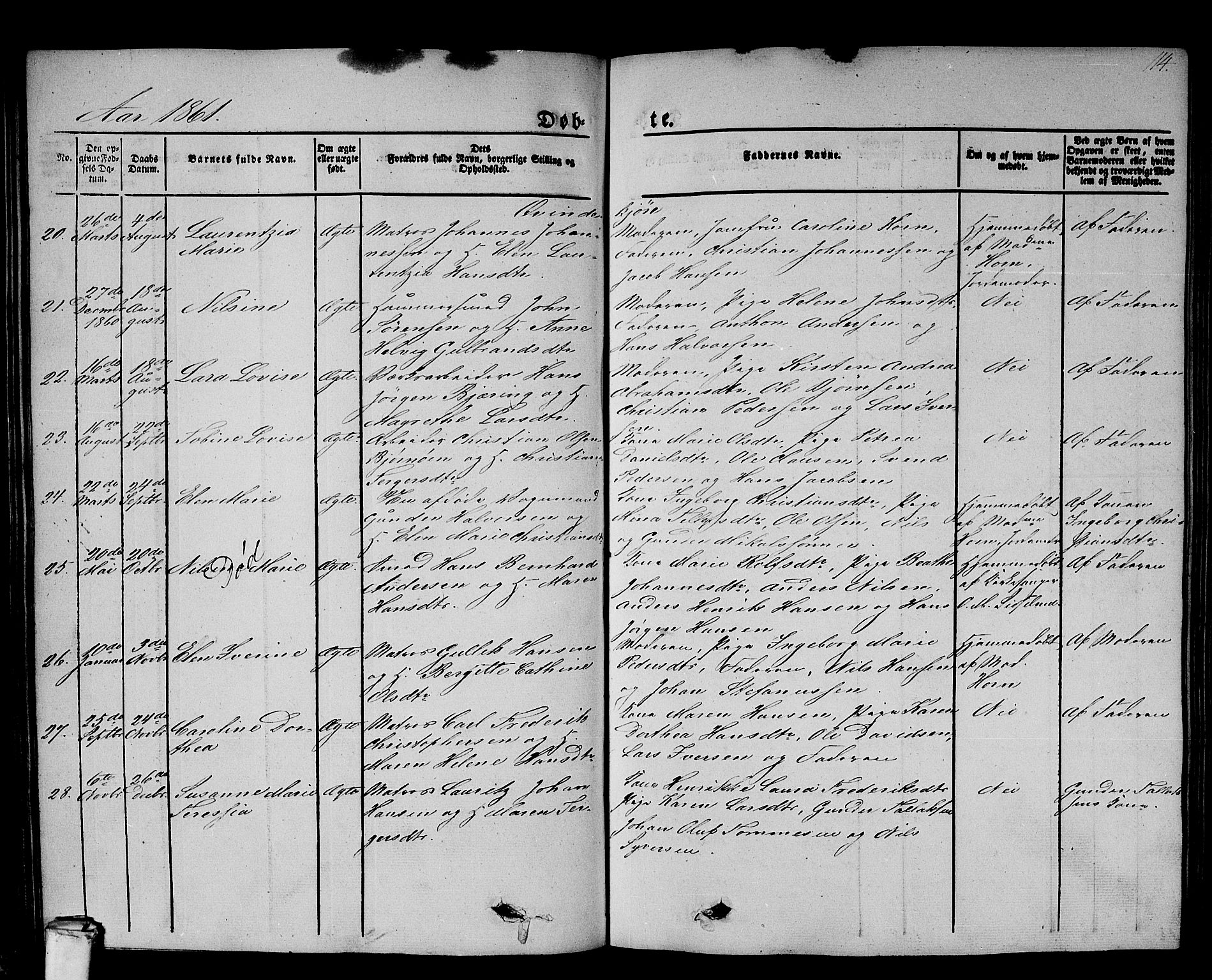 Larvik kirkebøker, AV/SAKO-A-352/G/Gb/L0002: Parish register (copy) no. II 2, 1843-1866, p. 114