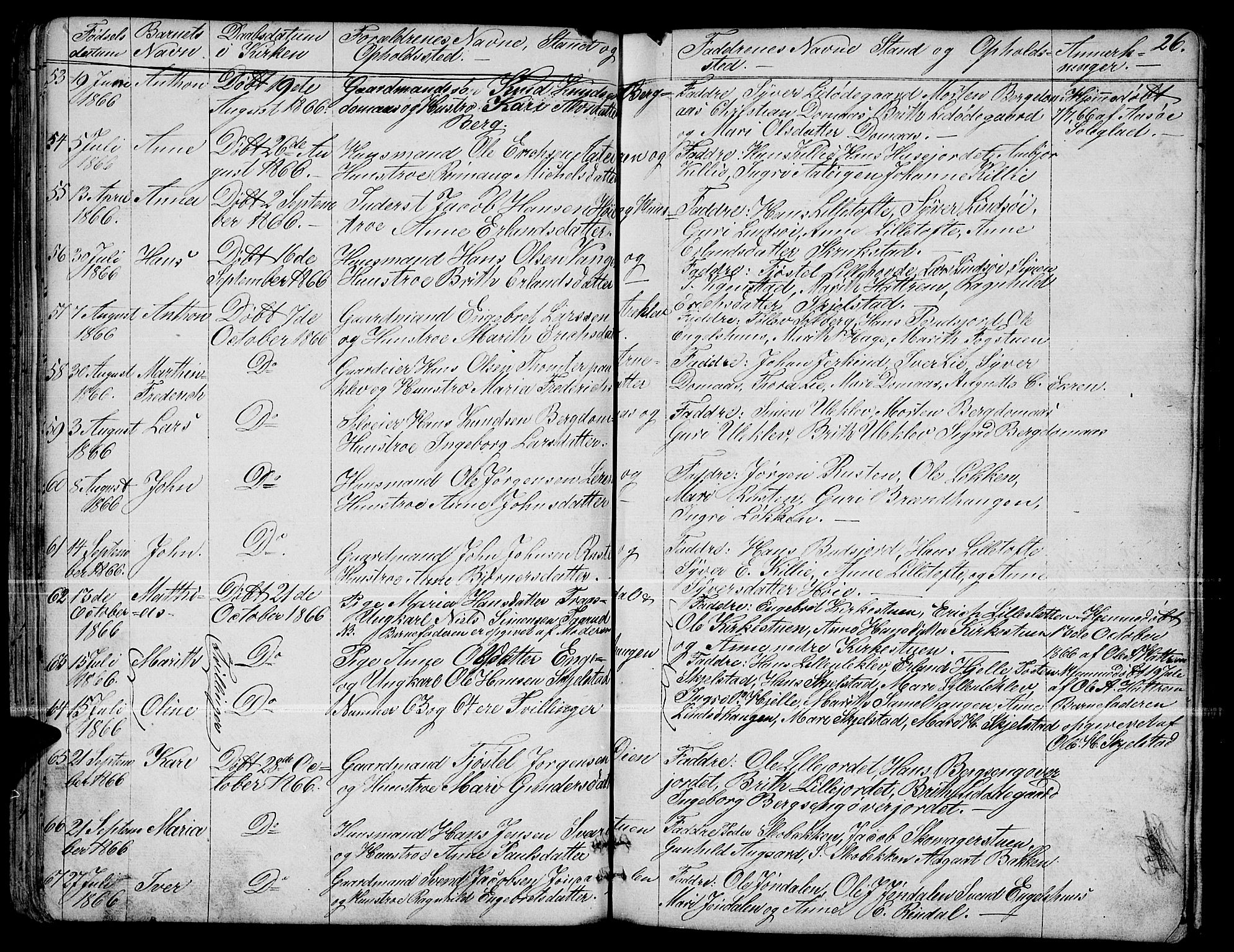 Dovre prestekontor, SAH/PREST-066/H/Ha/Hab/L0001: Parish register (copy) no. 1, 1862-1880, p. 26