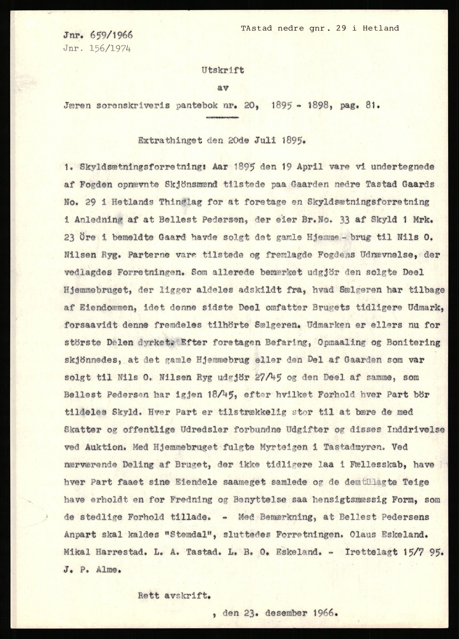 Statsarkivet i Stavanger, SAST/A-101971/03/Y/Yj/L0085: Avskrifter sortert etter gårdsnavn: Sørhus - Tastad øvre, 1750-1930, p. 608