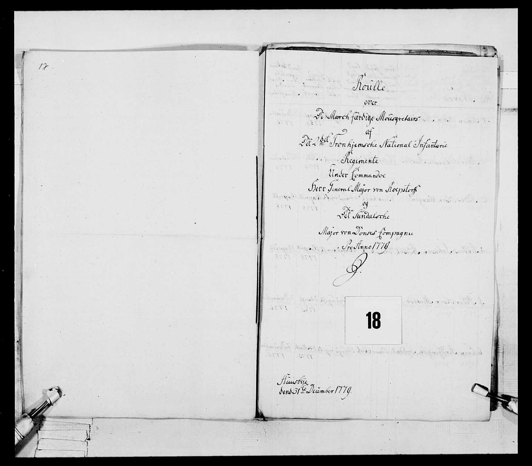 Generalitets- og kommissariatskollegiet, Det kongelige norske kommissariatskollegium, RA/EA-5420/E/Eh/L0078: 2. Trondheimske nasjonale infanteriregiment, 1779-1780, p. 63