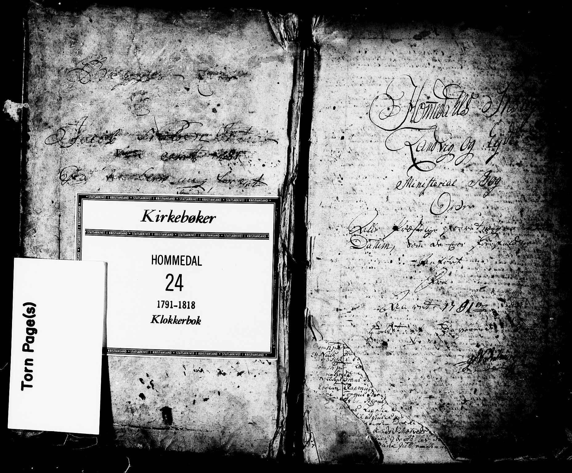 Hommedal sokneprestkontor, SAK/1111-0023/F/Fb/Fbb/L0002: Parish register (copy) no. B 2 /1, 1791-1819