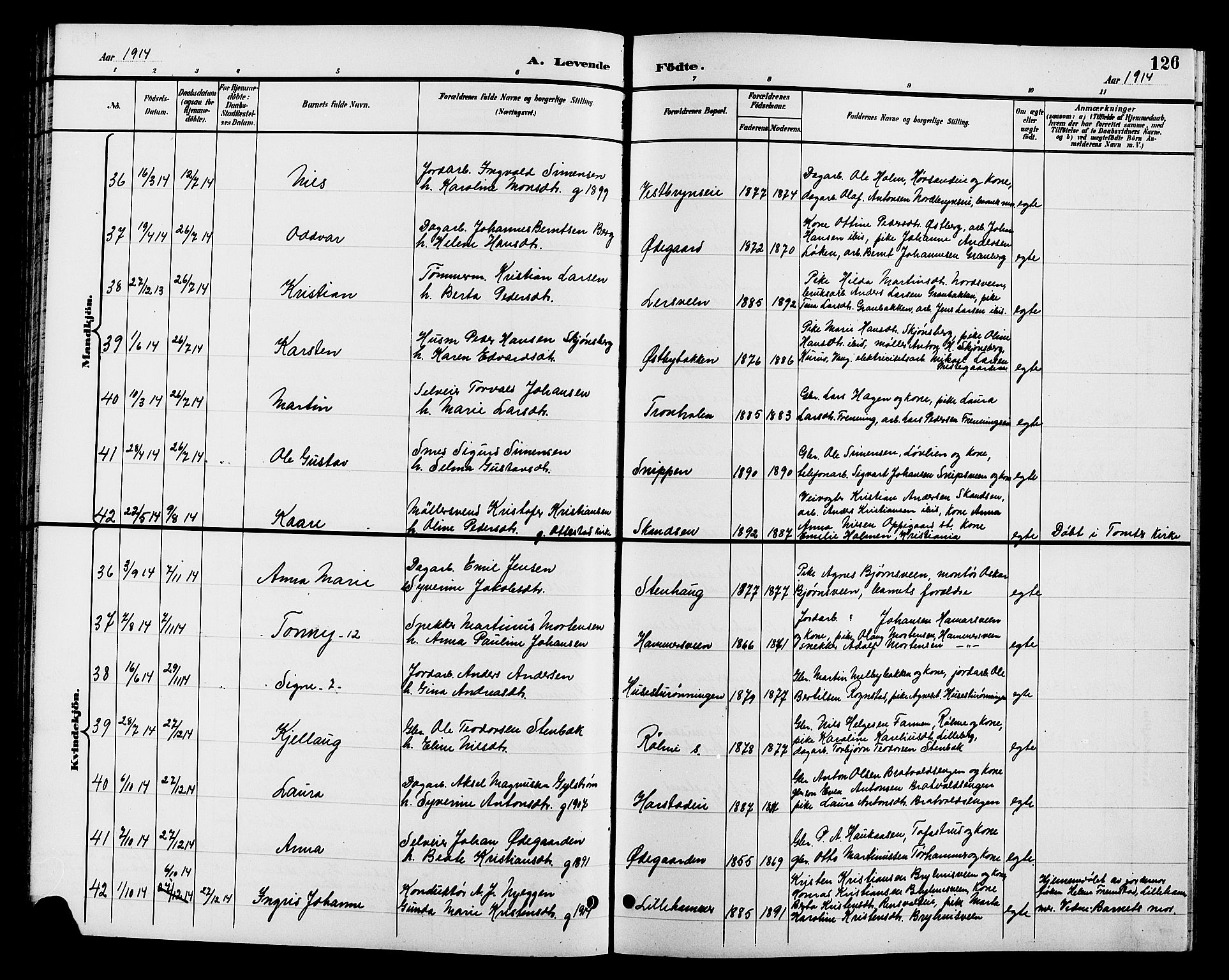 Romedal prestekontor, AV/SAH-PREST-004/L/L0012: Parish register (copy) no. 12, 1896-1914, p. 126